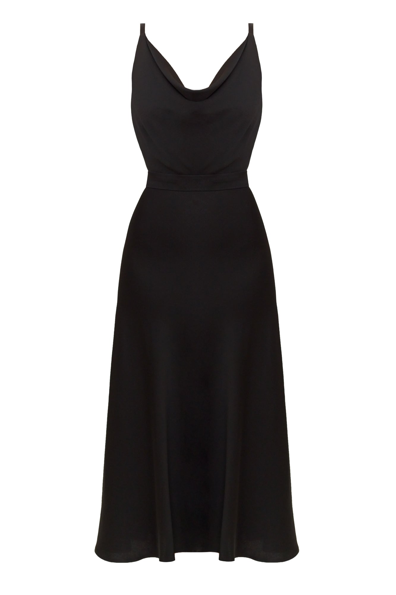 KAYLA black viscose dress with midi mermaid skirt