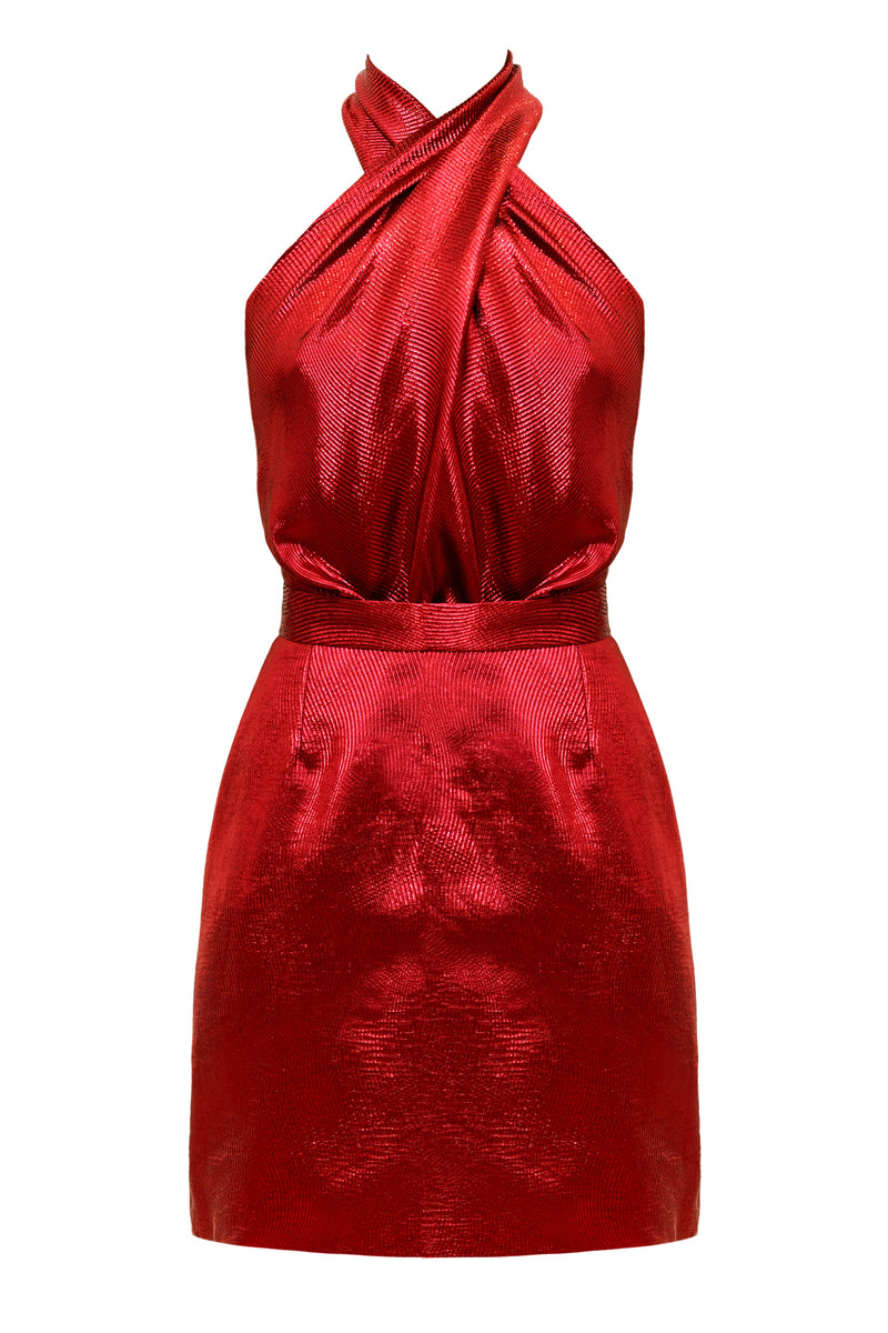 AMANI red silk mini cocktail dress