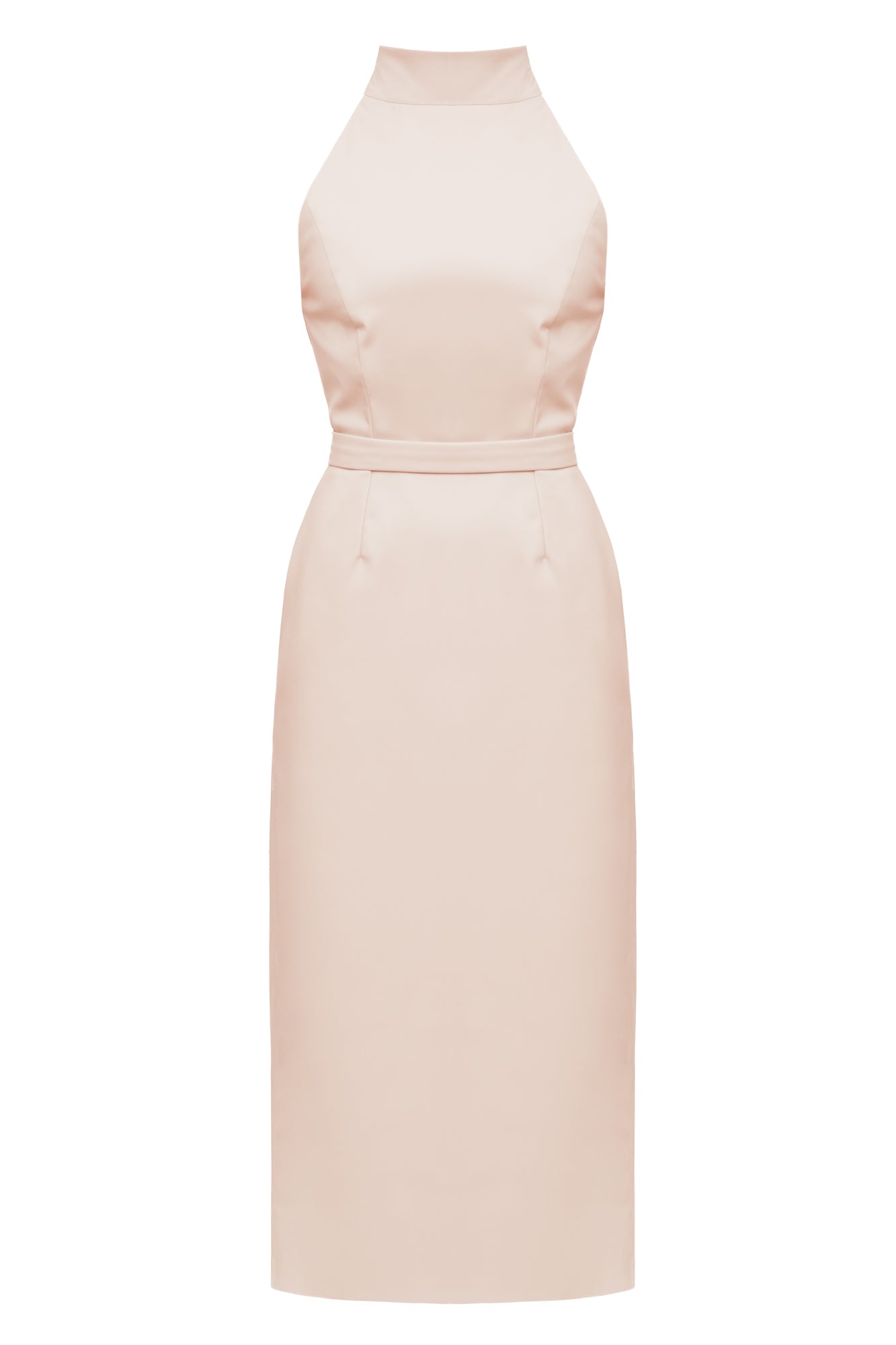 SENSA light pink faux leather midi dress