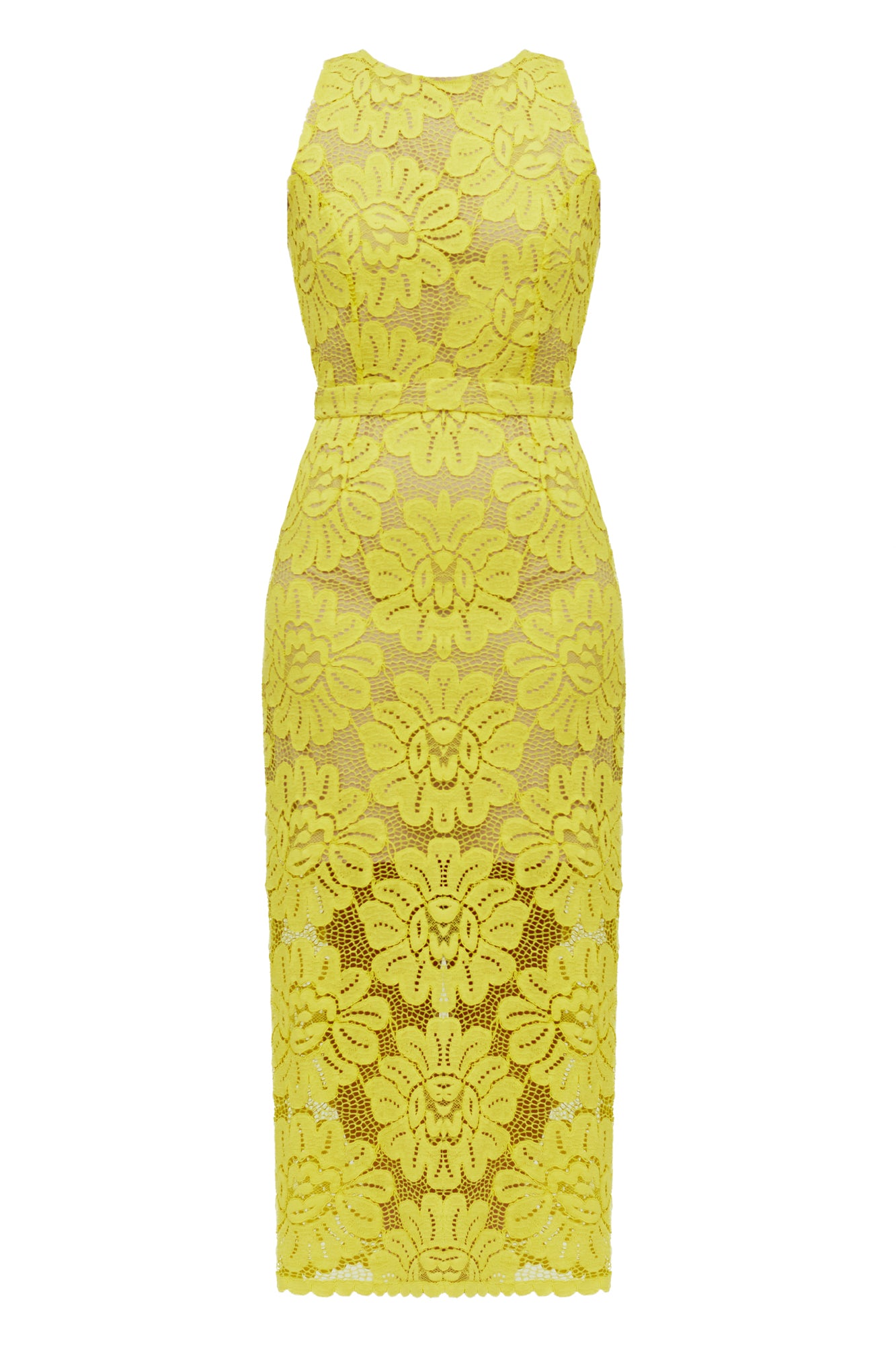 YEMA lime green lace midi dress with naked back