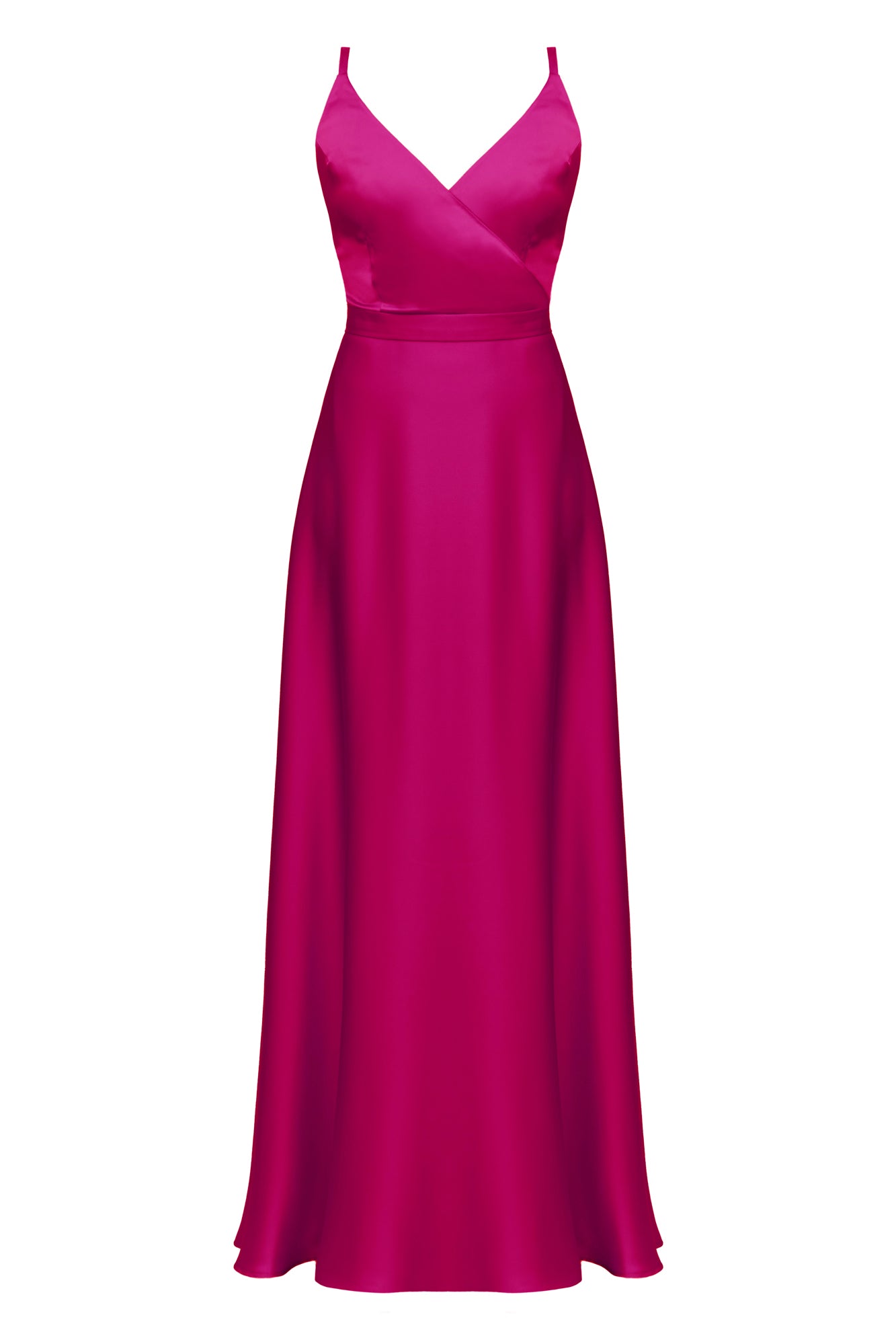 FREYA fuchsia pink satin long evening dress