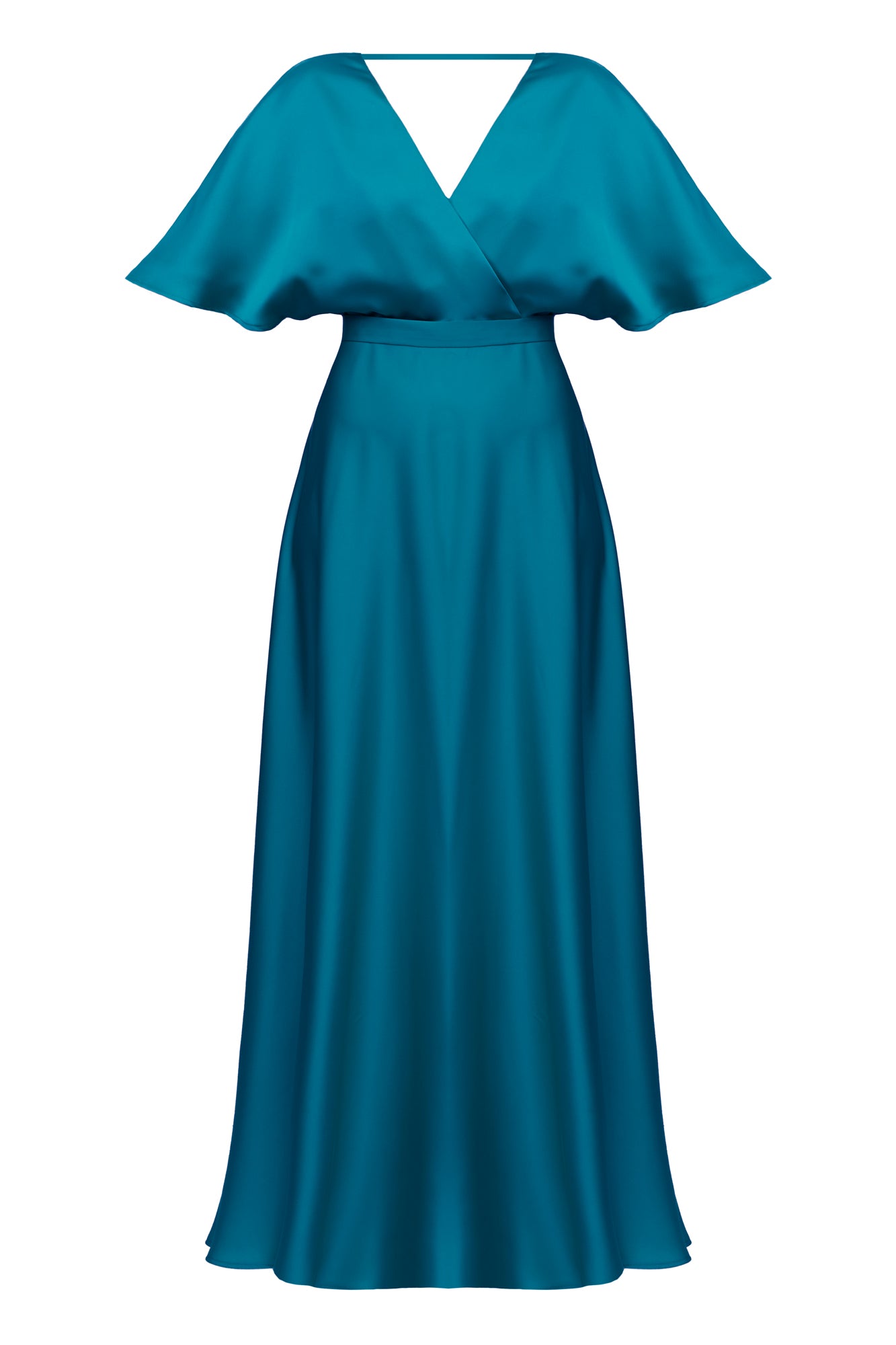 SOLENE dark turquoise satin maxi dress