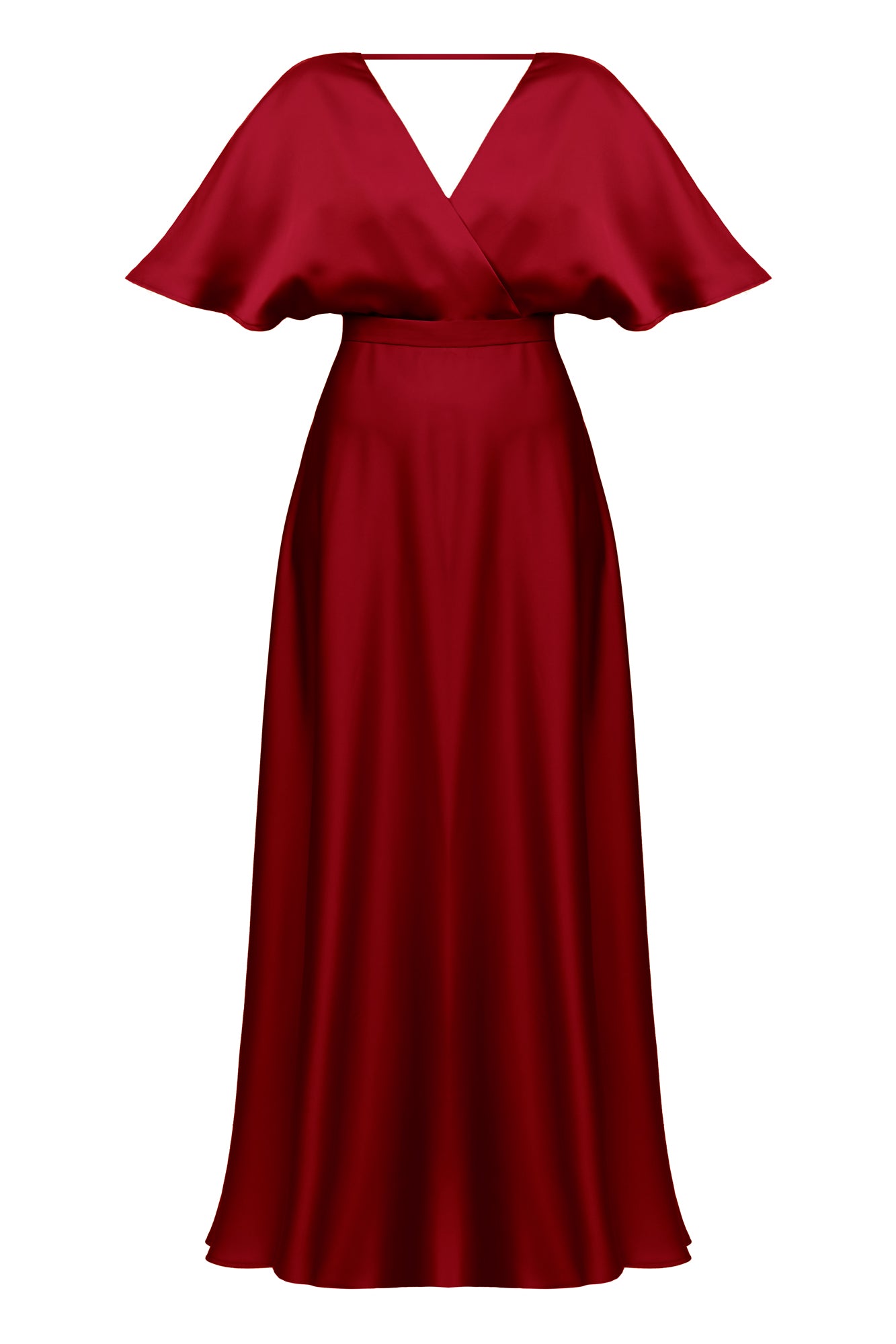 SOLENE burgundy red satin maxi evening dress