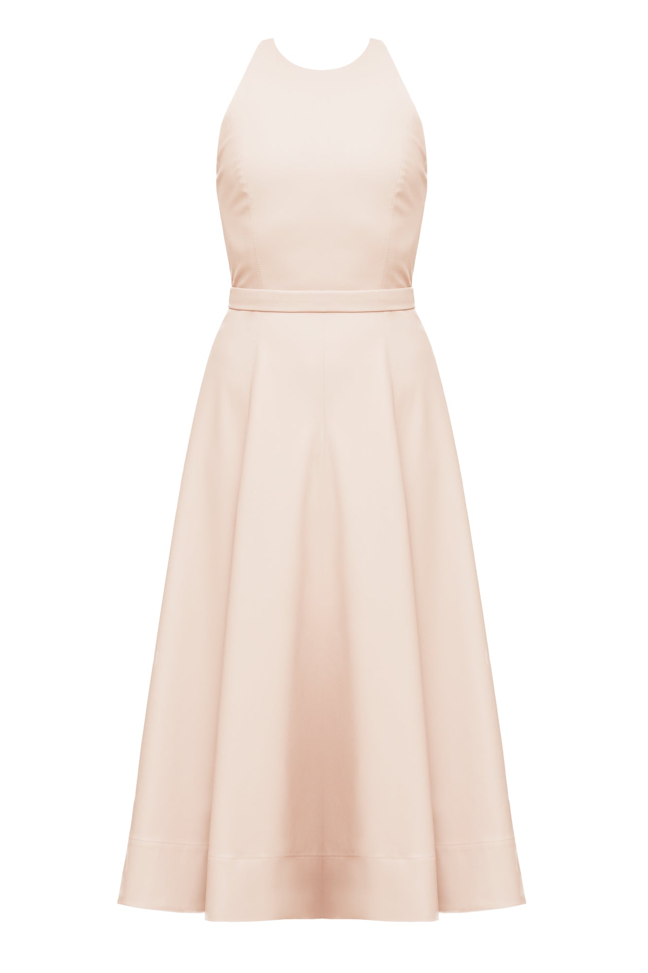 AVALON pastel pink vegan leather midi dress