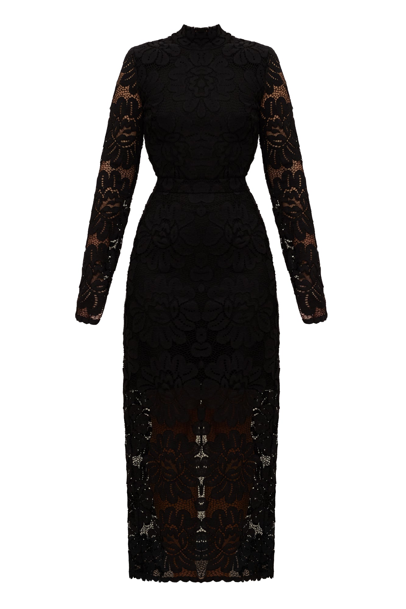 black lace midi dress