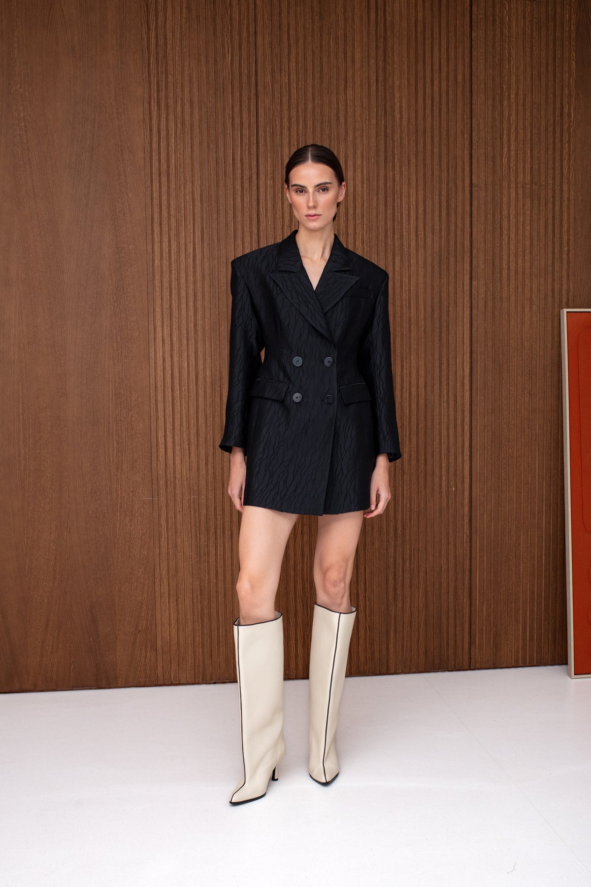 YVETE Black Tailored Blazer Mini Dress