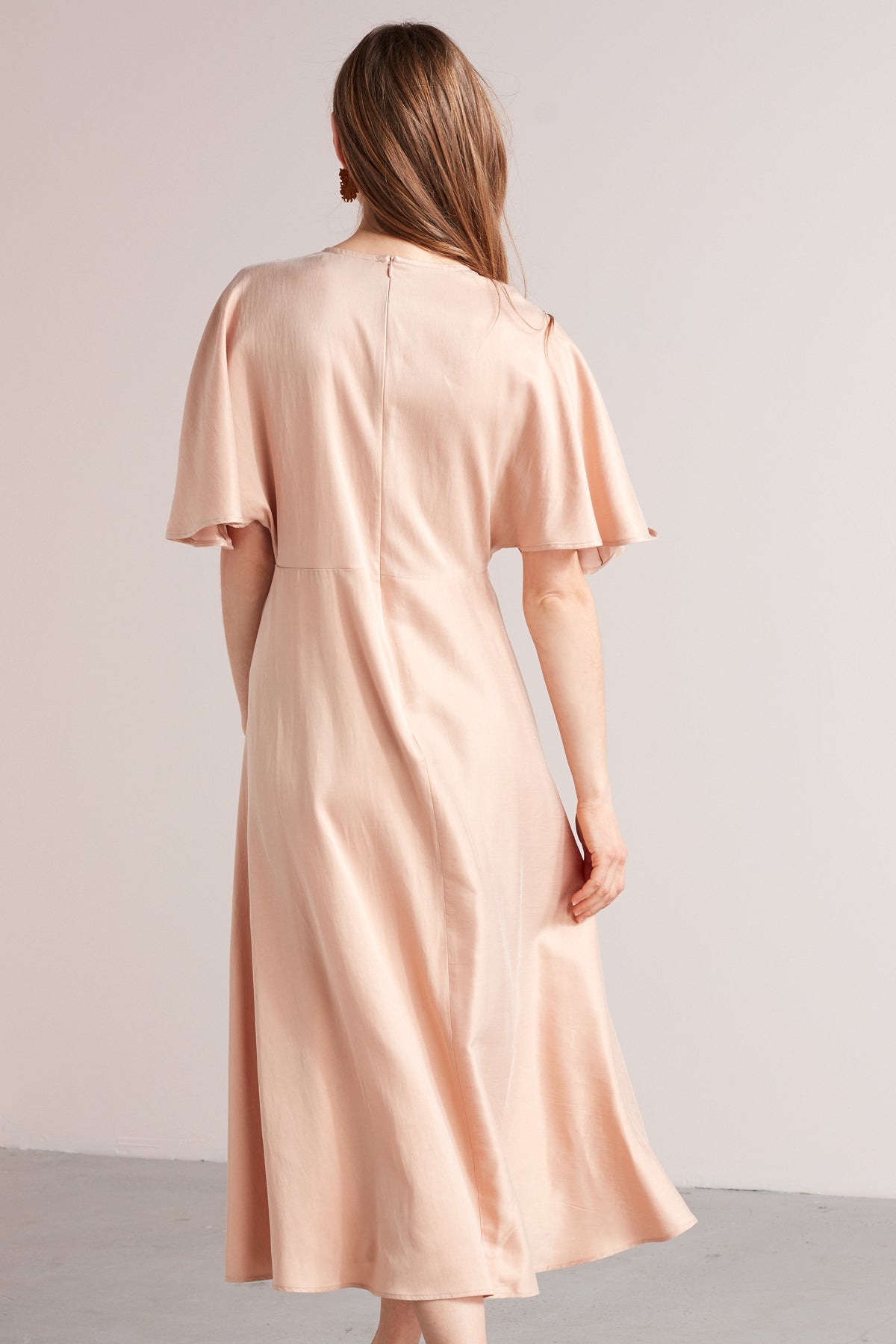 NORA midi butterfly sleeves dress in dusty coral