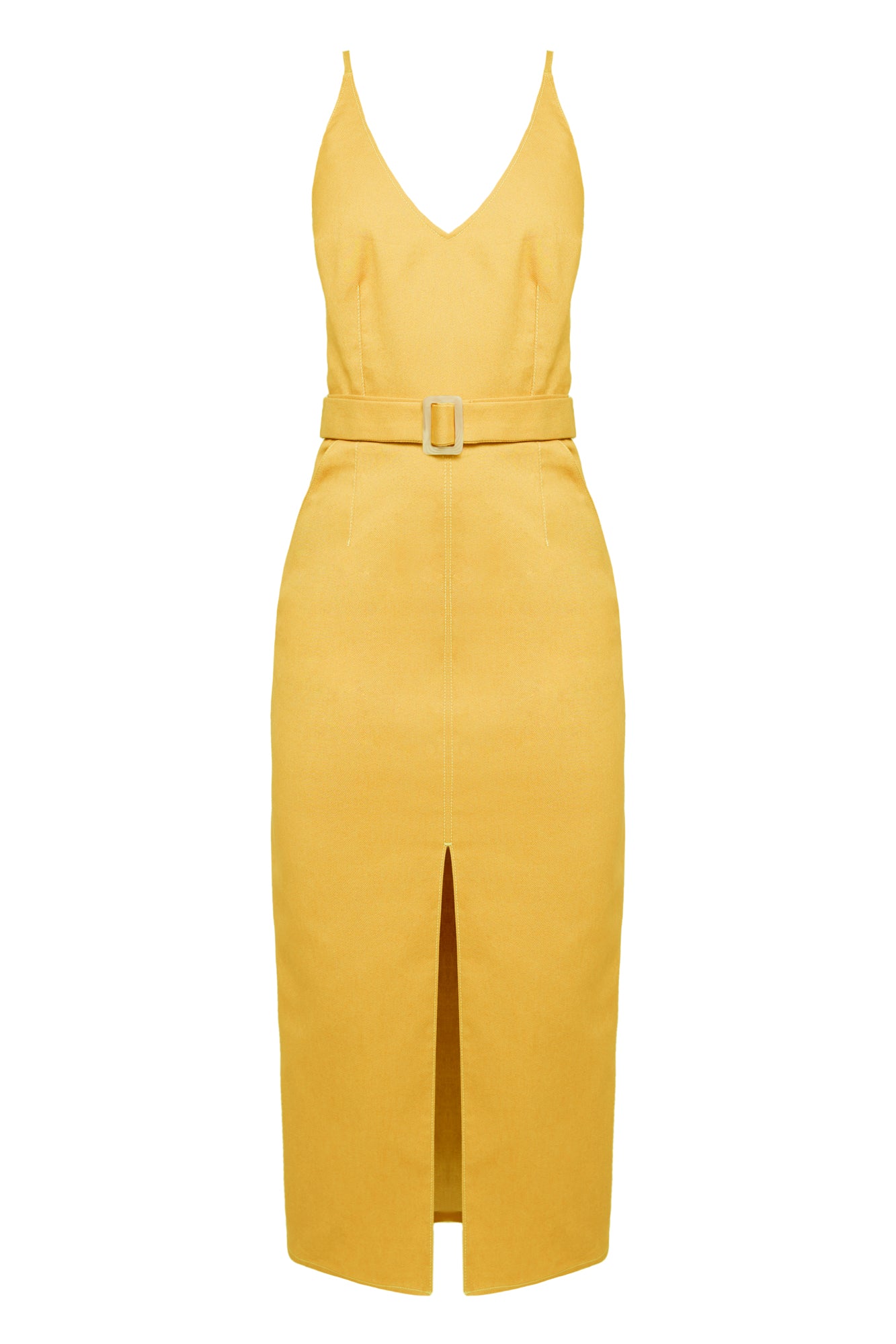 ALBERTA yellow denim classy pencil skirt dress