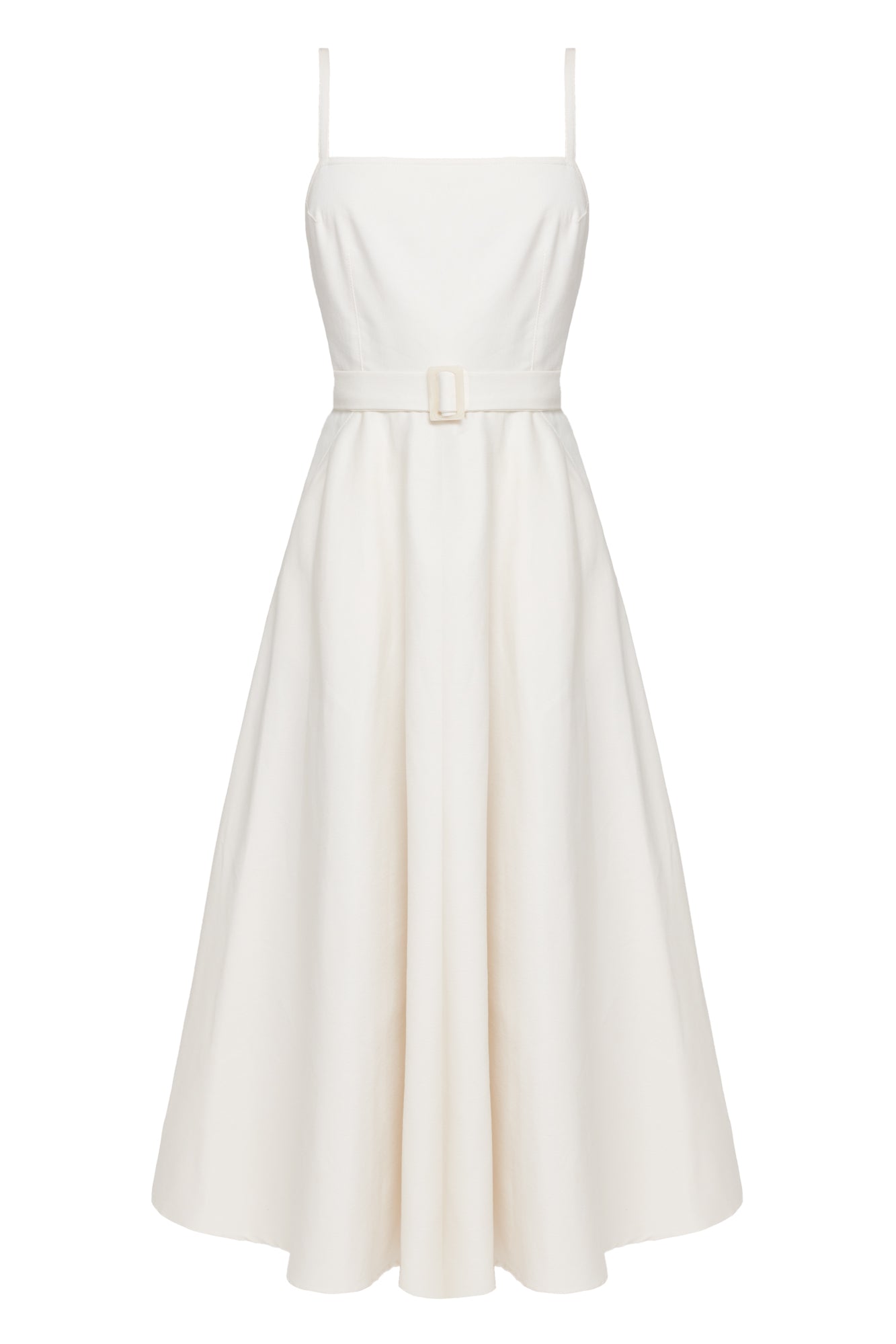 MATISSA Off-White Denim Dress - Sophisticated Midi Length