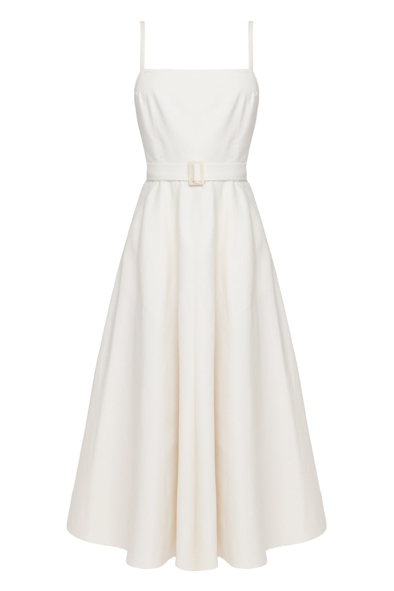 MATISSA Off-White Denim Dress - Sophisticated Midi Length