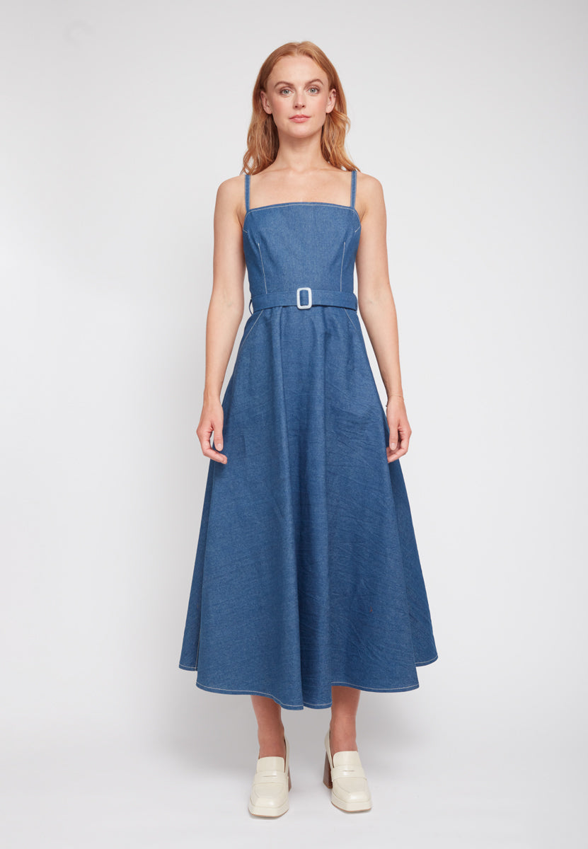 MATISSA Blue Denim Dress - Front View