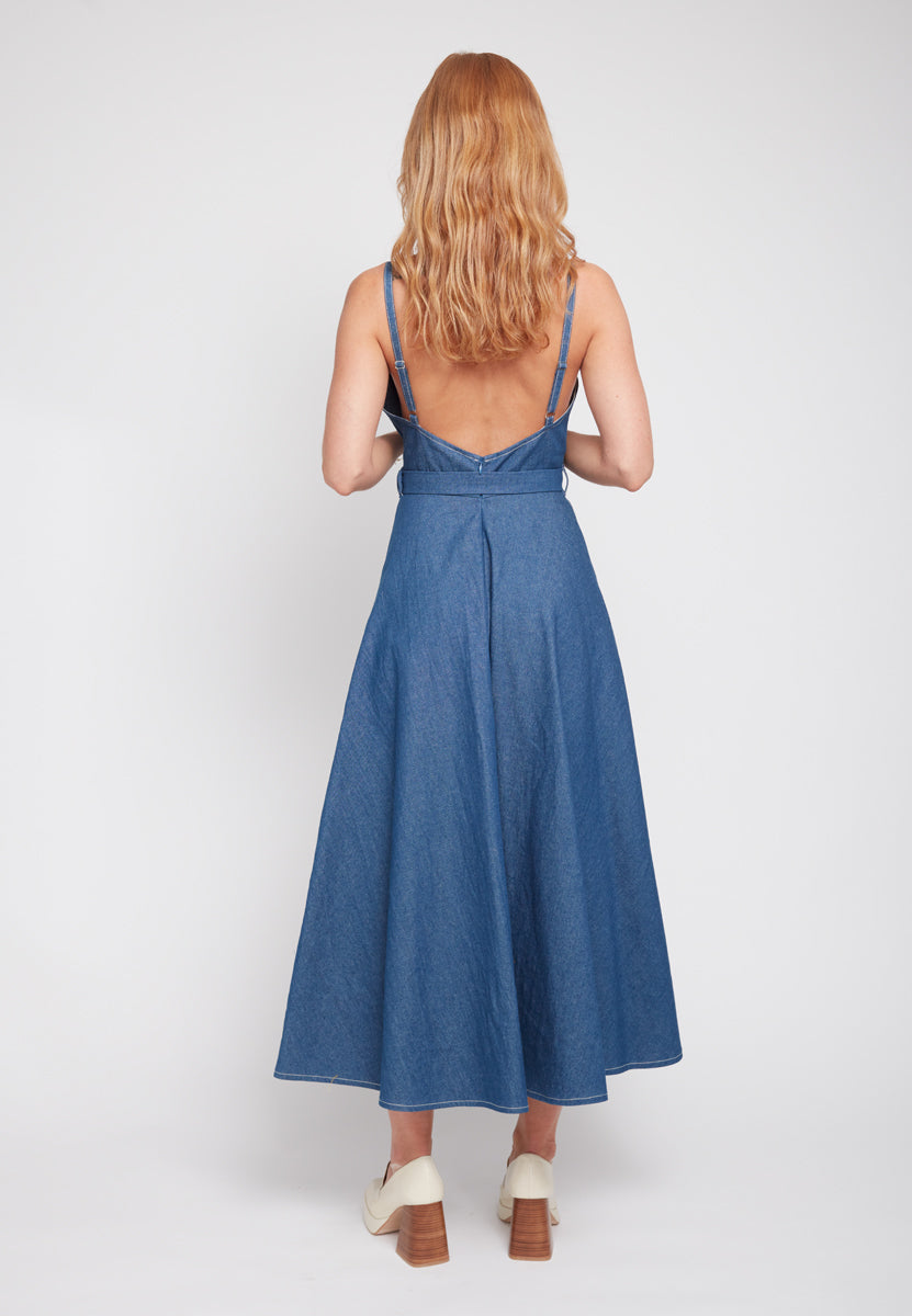 MATISSA Blue Denim Dress - Back View