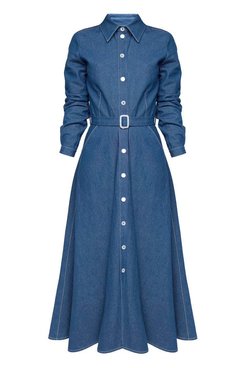 ESTI Blue Denim Midi Shirt Dress - Effortless Summer Fashion