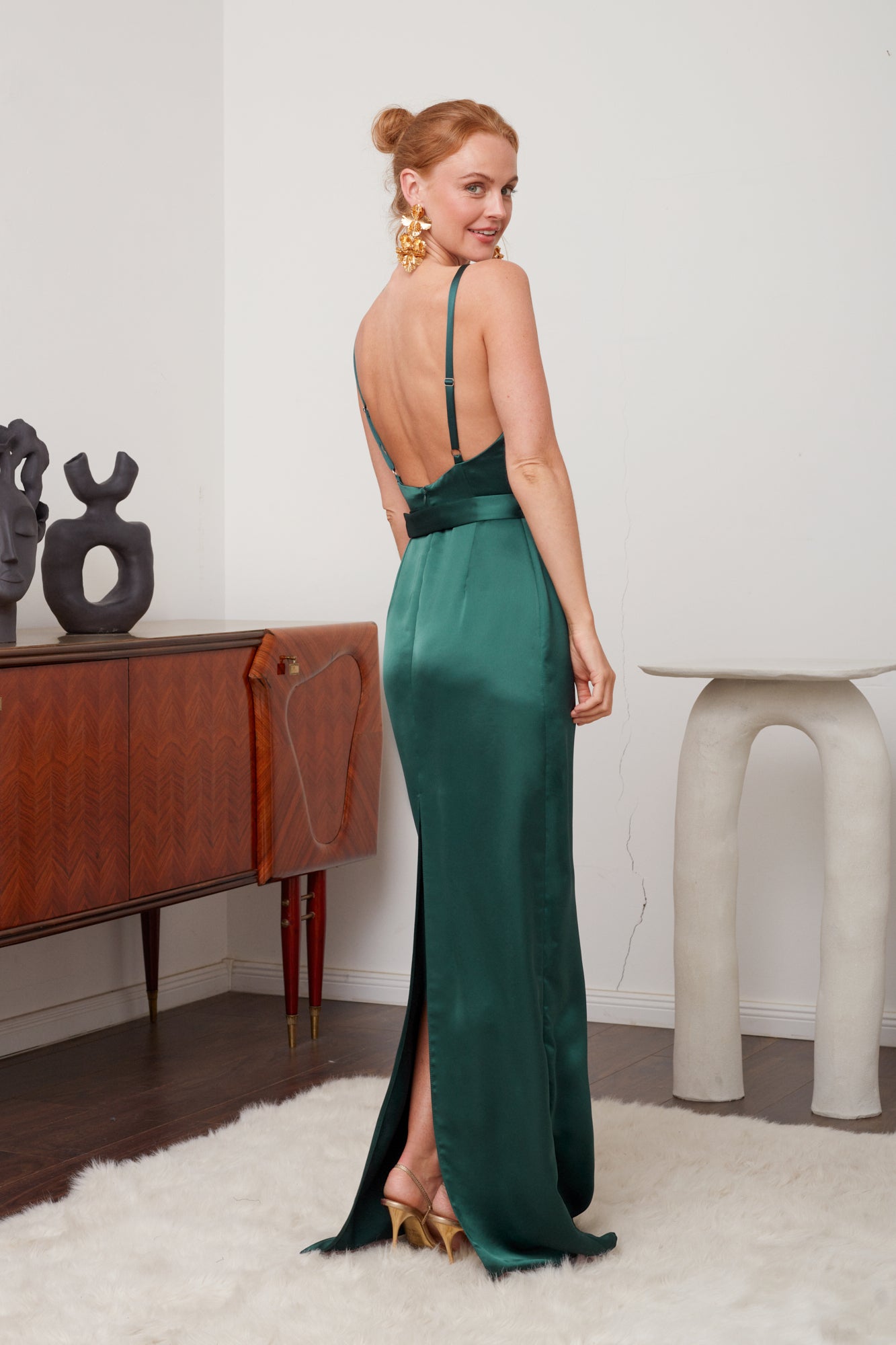 AMILA Deep Green Evening Gown - Timeless Sophistication