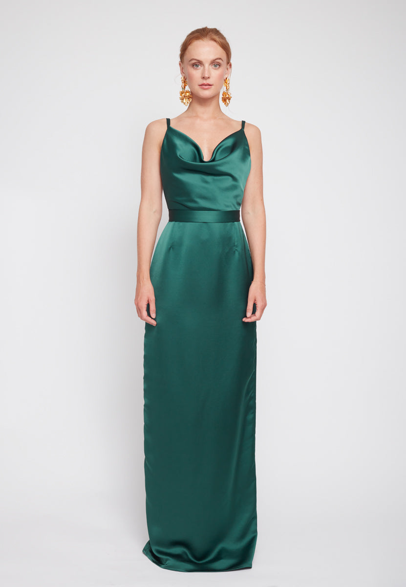 AMILA Deep Green Maxi suknelė - vaizdas iš priekio