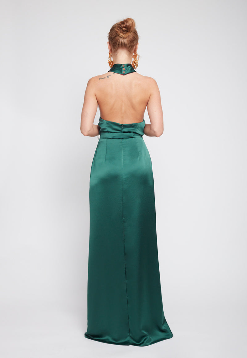 ALIUR Green Maxi Dress - Luxurious and Timeless