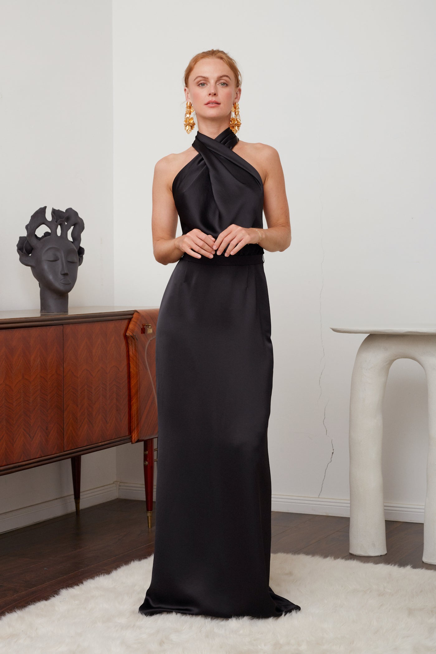 Elegant Black Maxi Dress for Evening Events - ALIUR