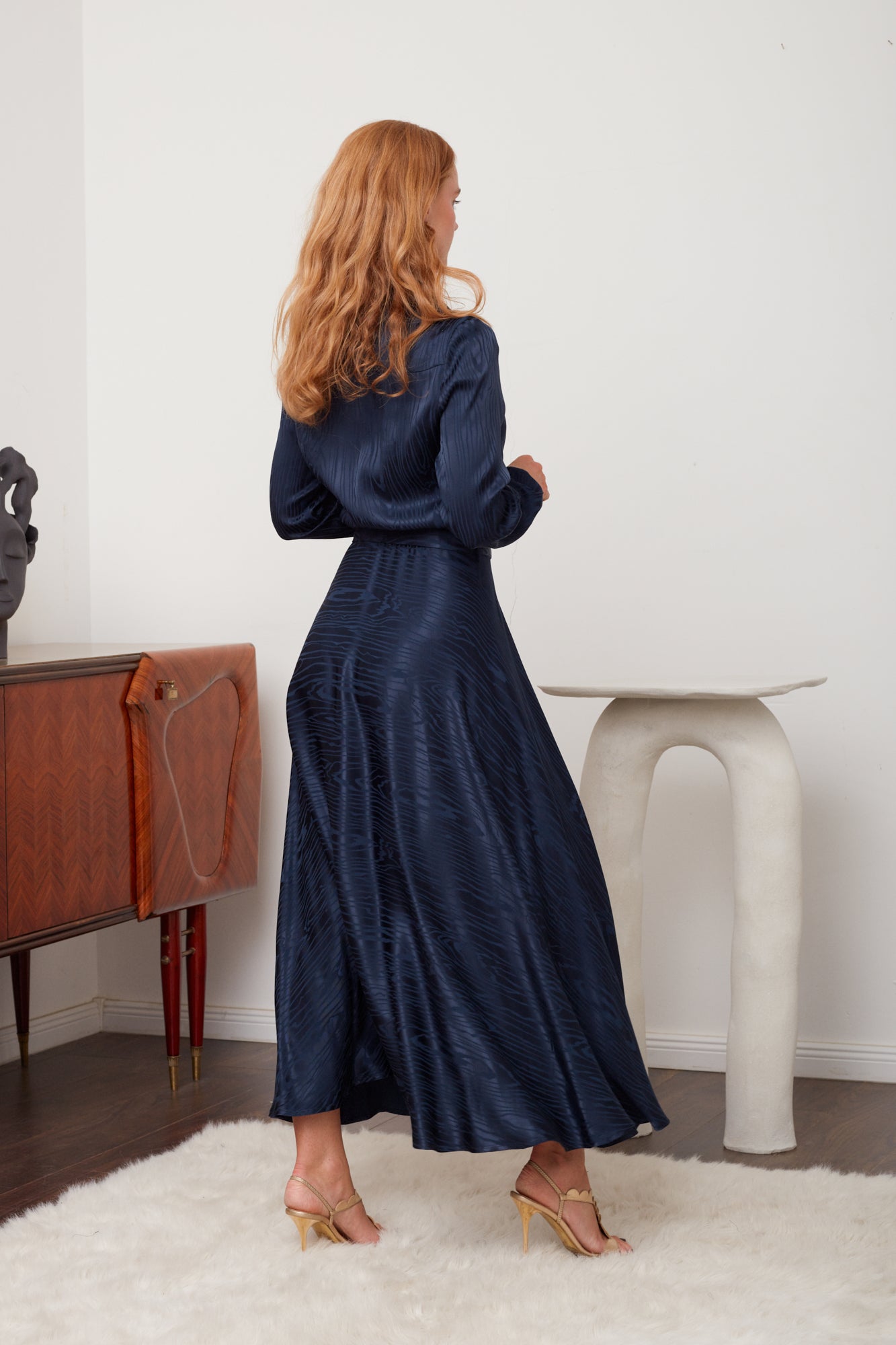 PAOLA Blue Jacquard Viscose Shirt Dress - Effortless and Classy