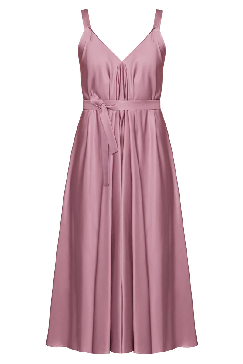 MONA fluttering midi dress in purple