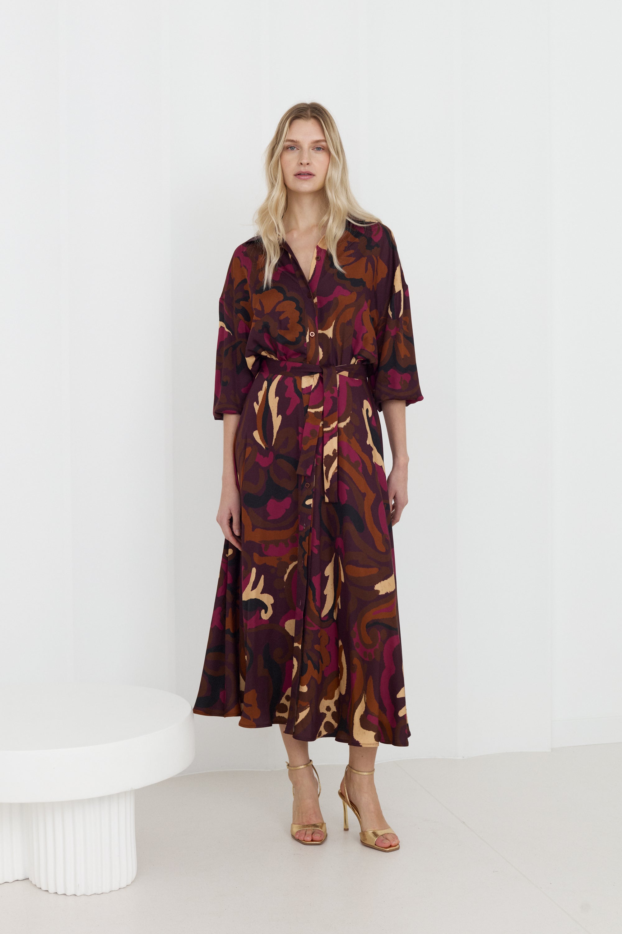 oversize midi shirt dress Abstract Print Oversized Shirt Dress MEGARA