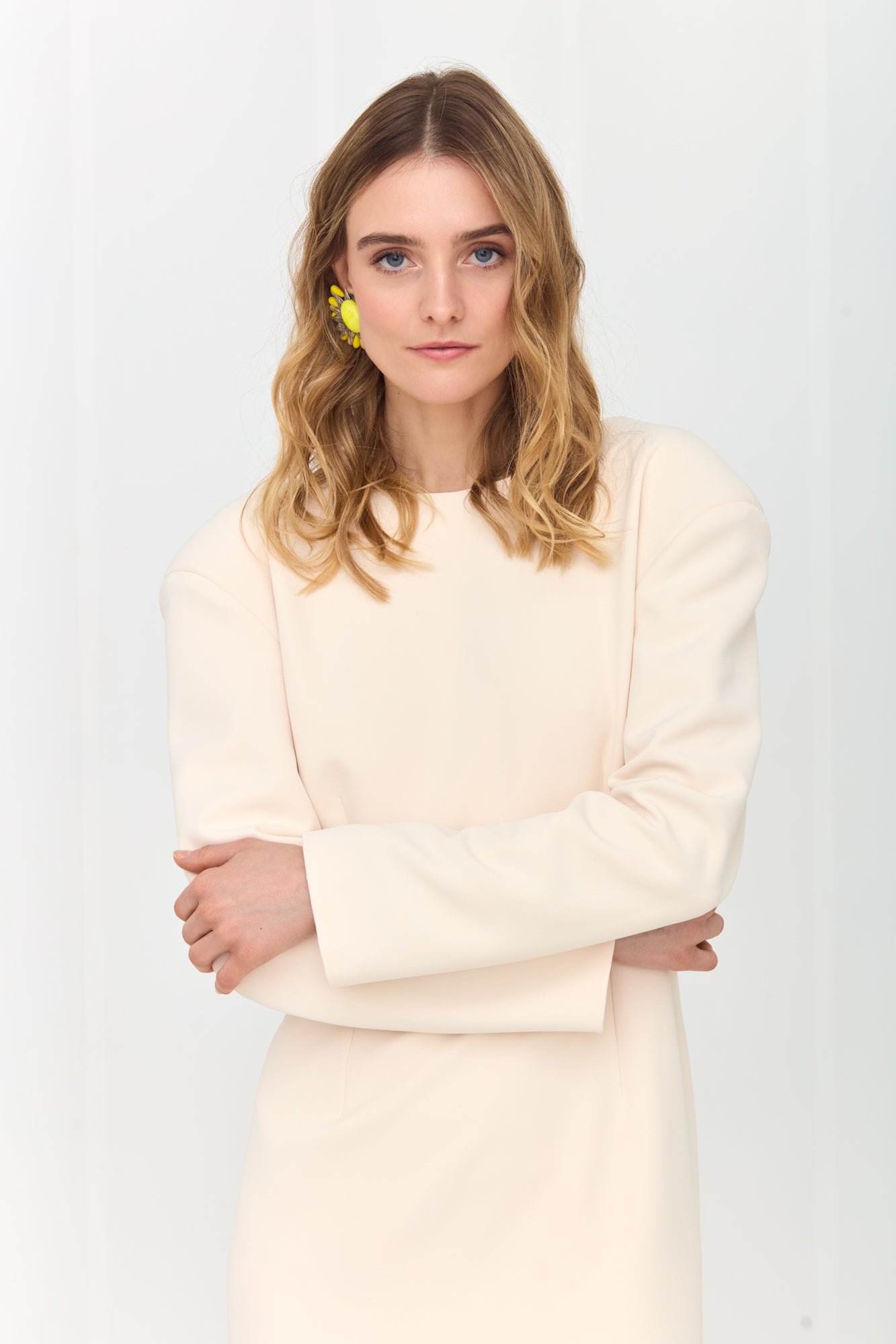 SUSANA Pastel Midi Dress with Wavy Open Back