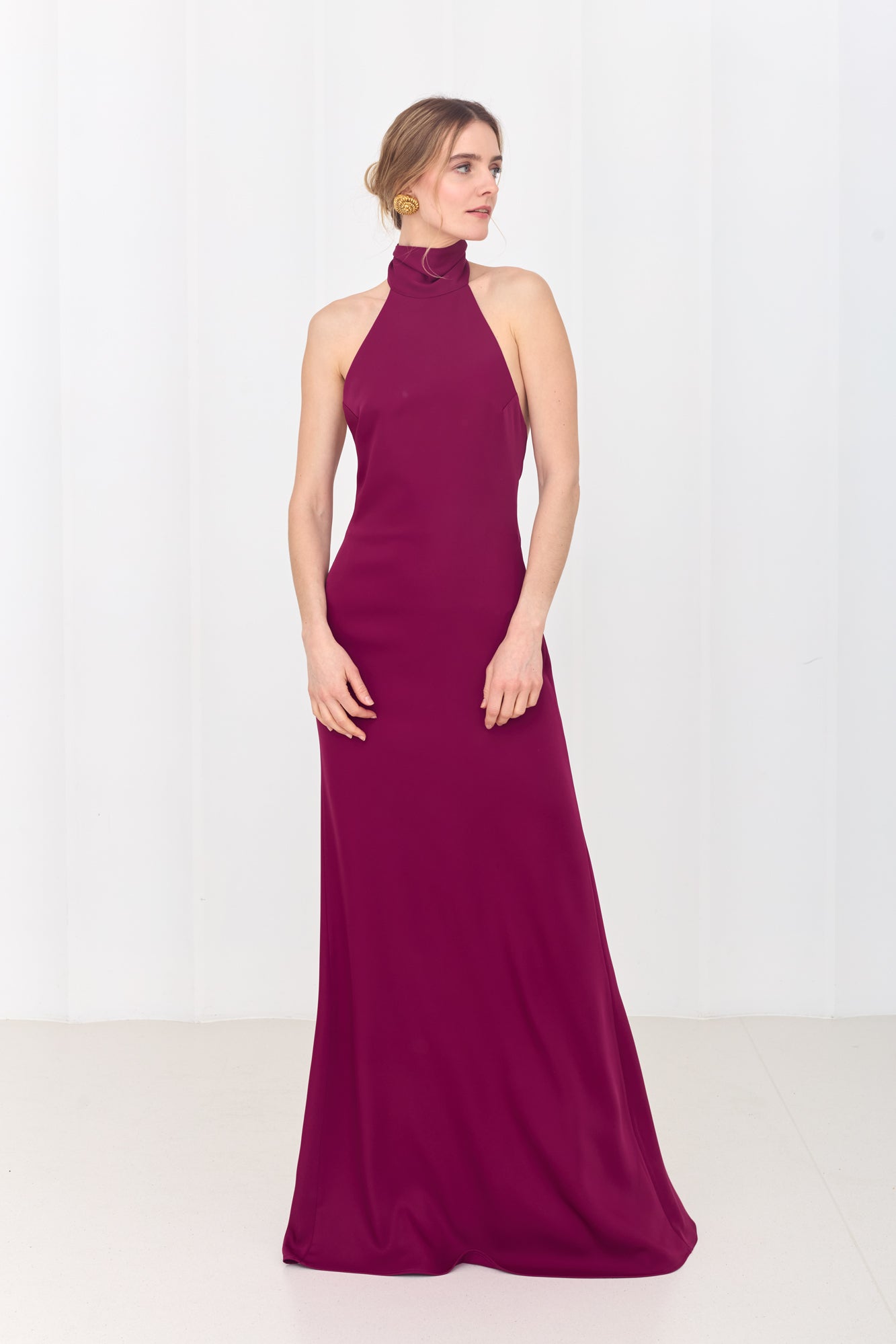 VALERIE Magenta Pink Open-Back Maxi Dress