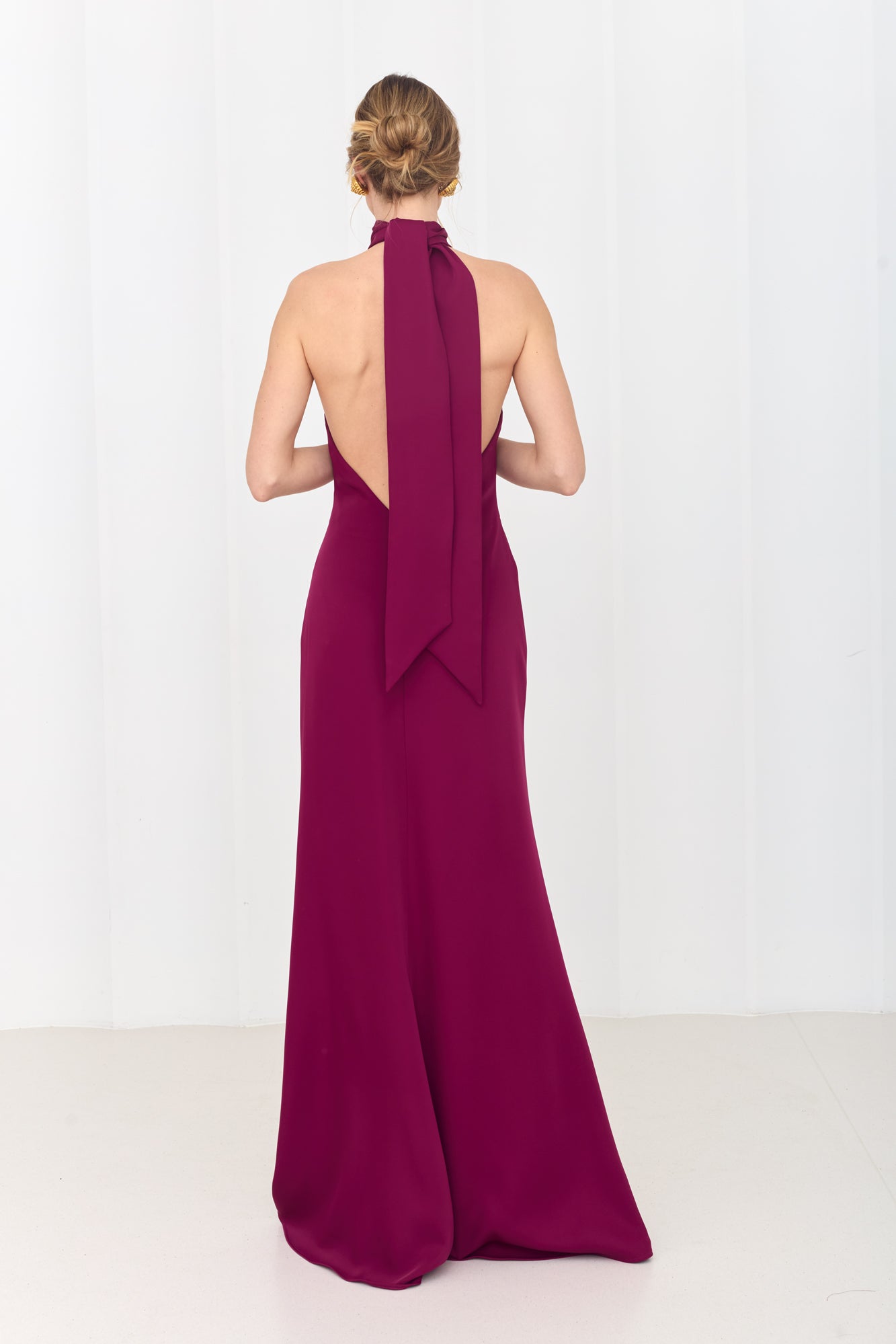 VALERIE Magenta Pink Open-Back Maxi Dress