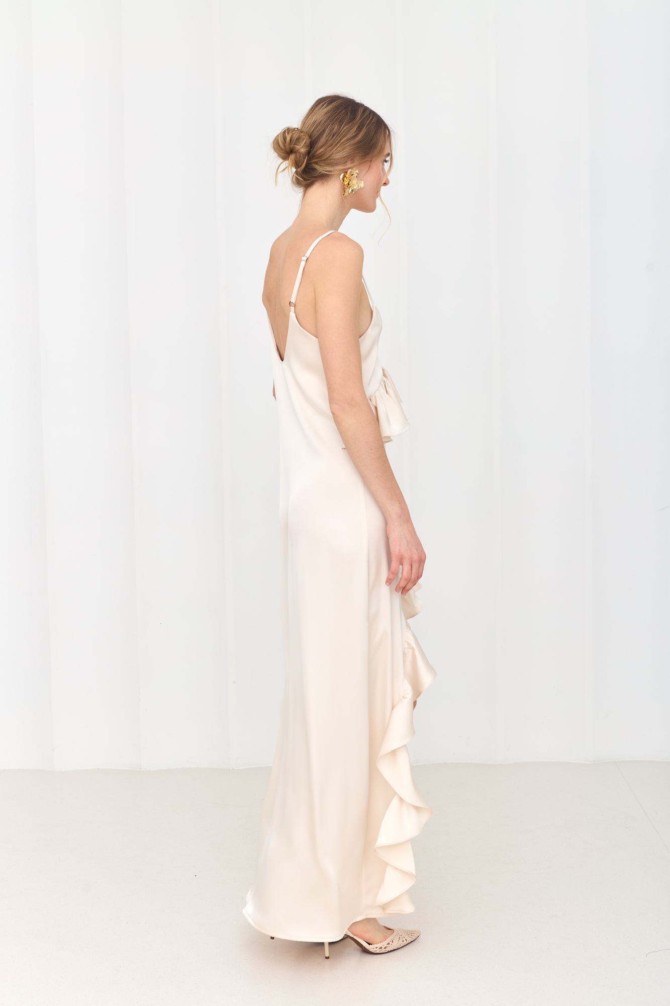 ANISA Pastel Asymmetric Ruffle Boho Chic Dress