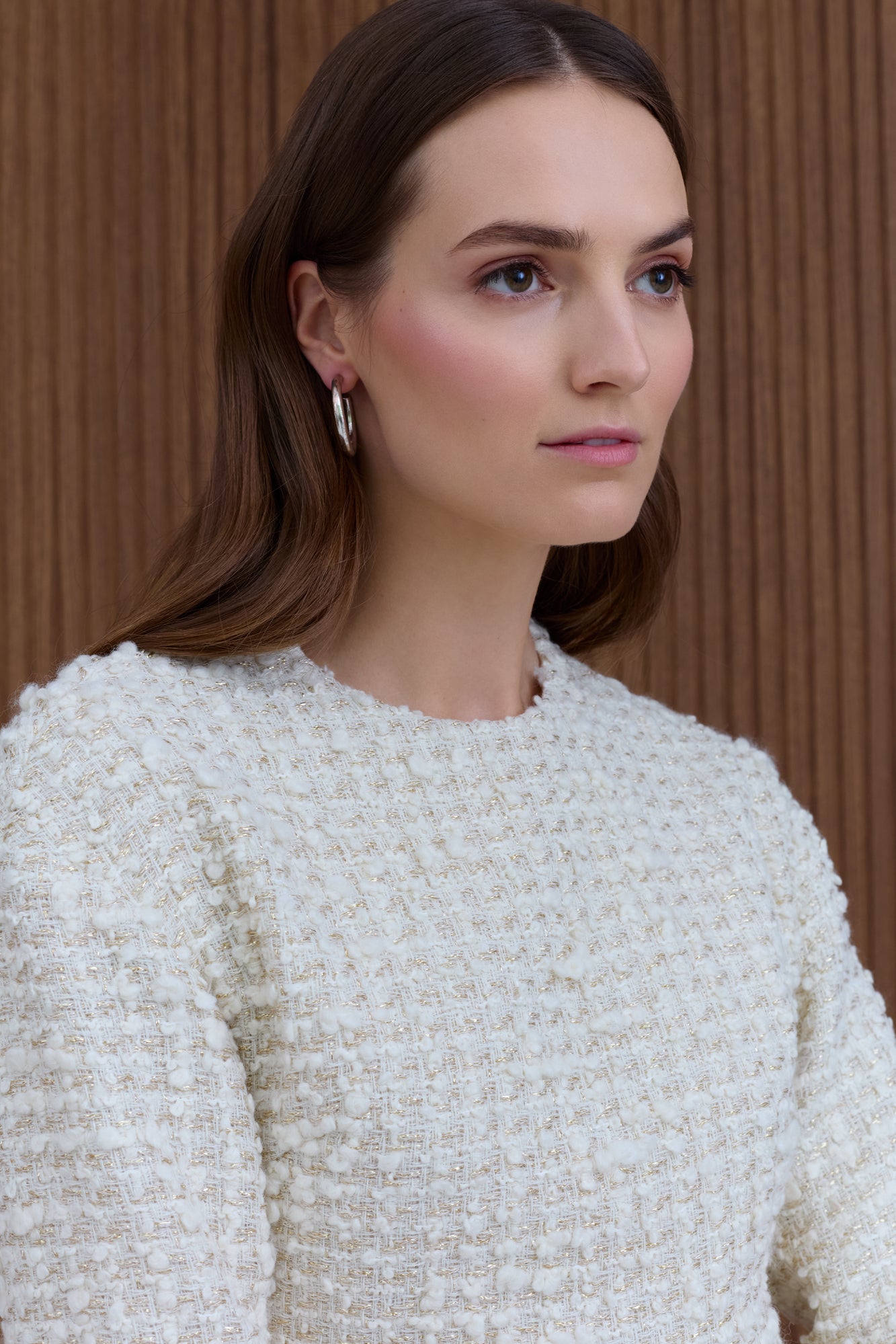 CARMELA Cream Tweed Mini Dress