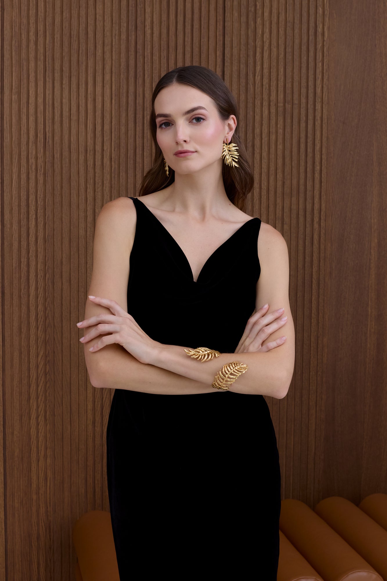 KALILA Velvet Midi Dress in Black