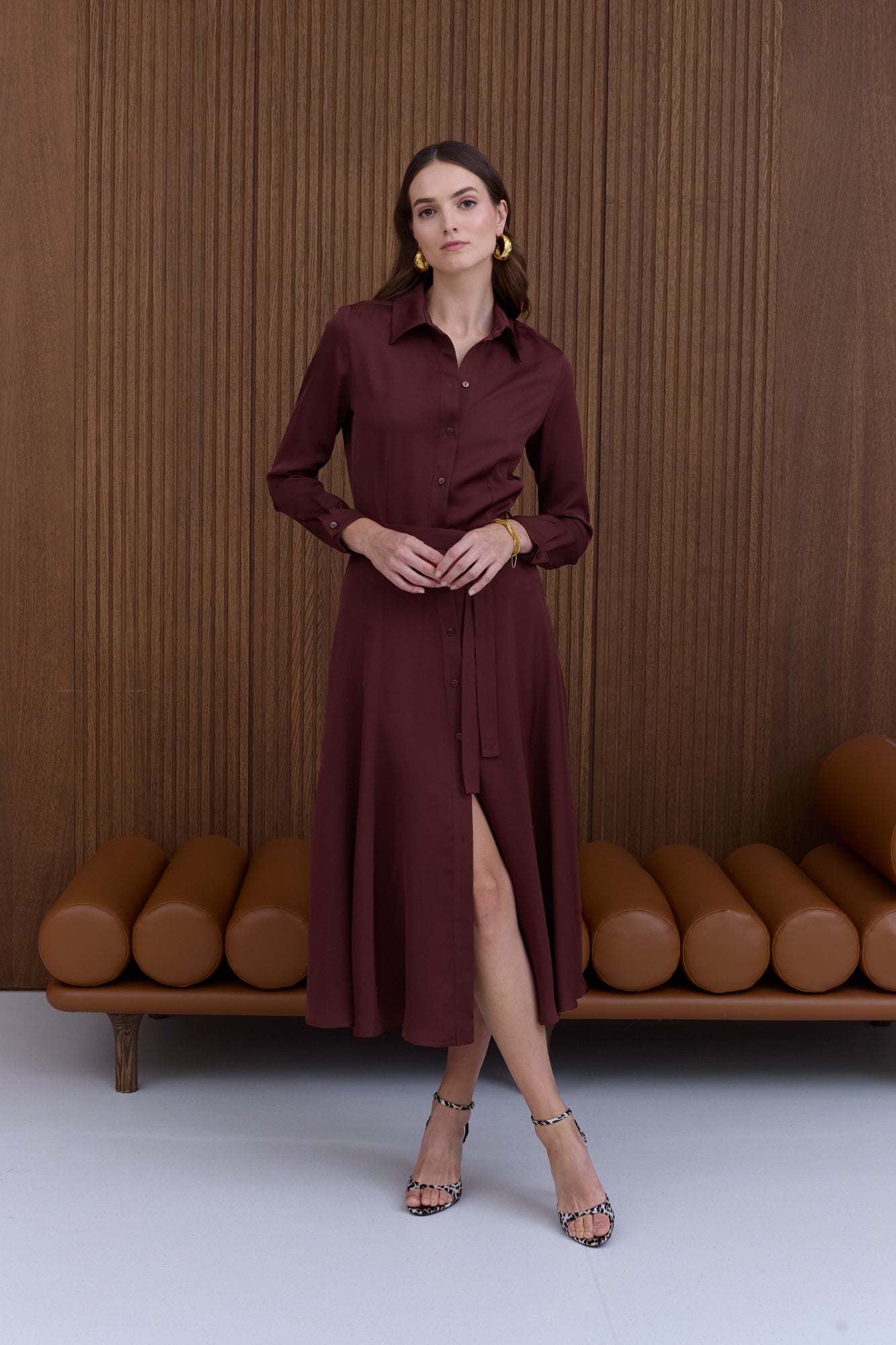 ANOUK Burgundy Shirt Dress