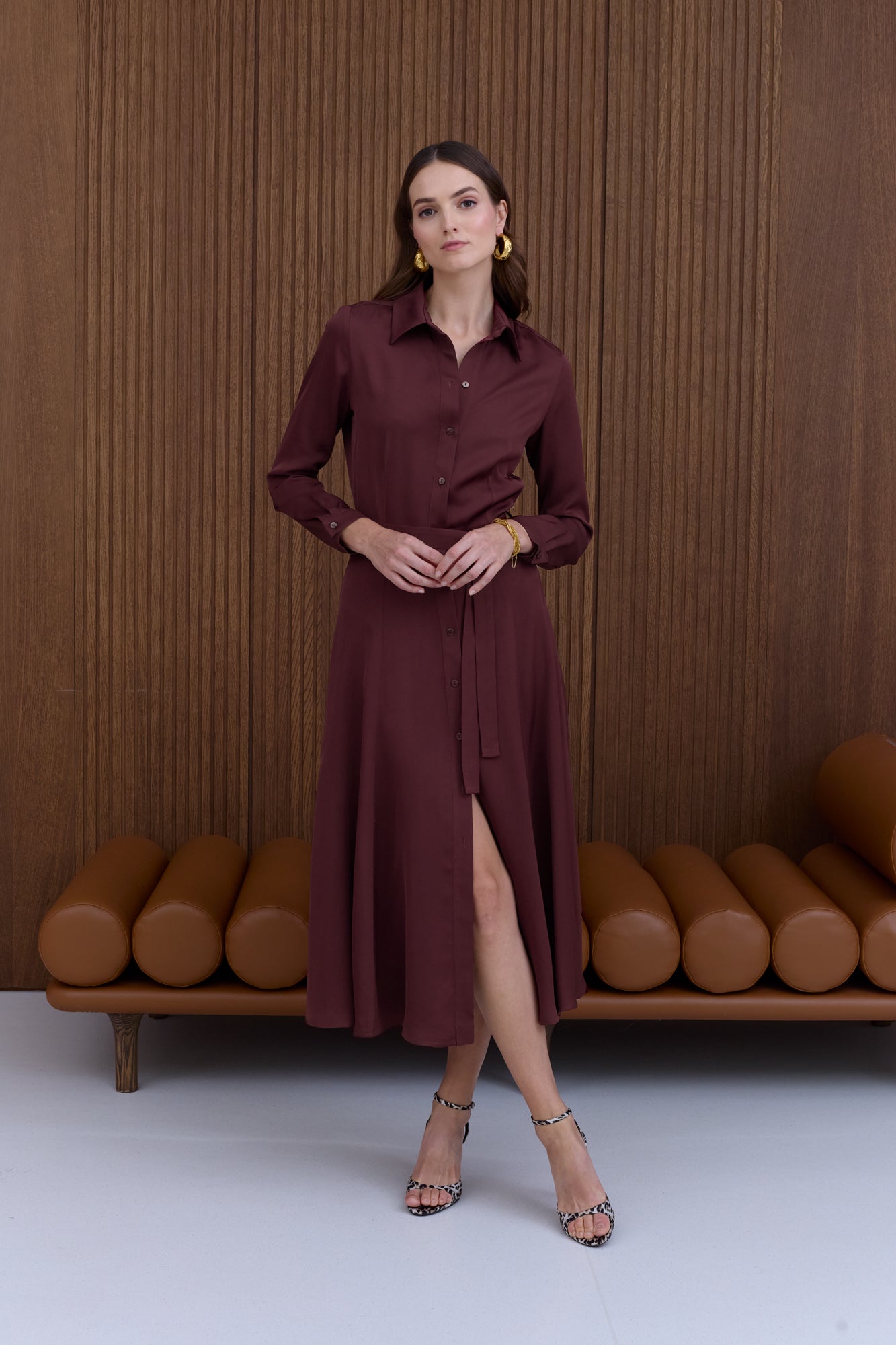 ANOUK Burgundy Shirt Dress