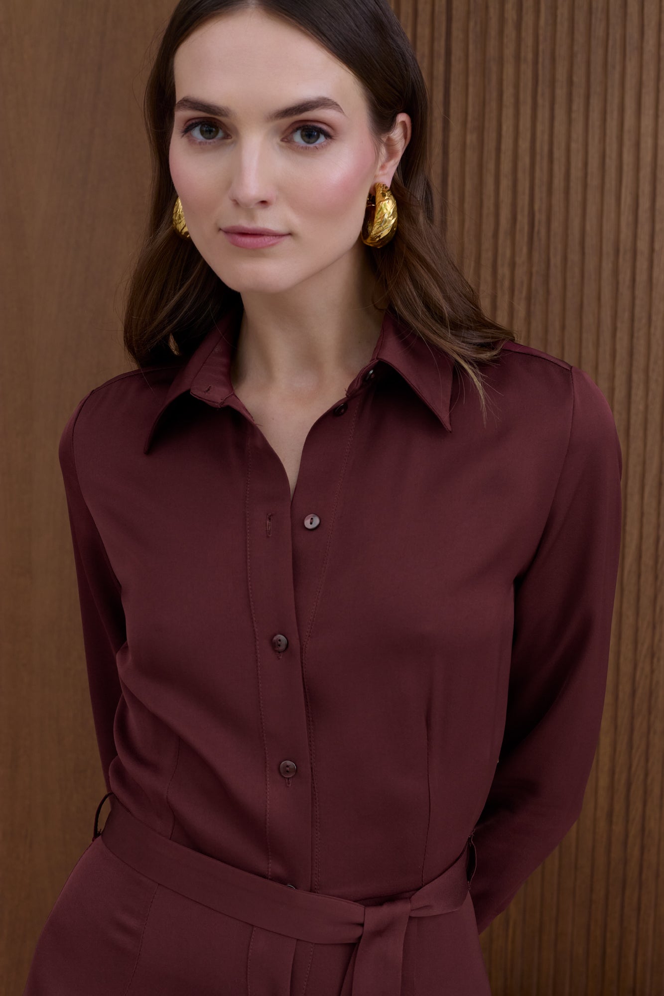 ANOUK Burgundy Shirt Dress