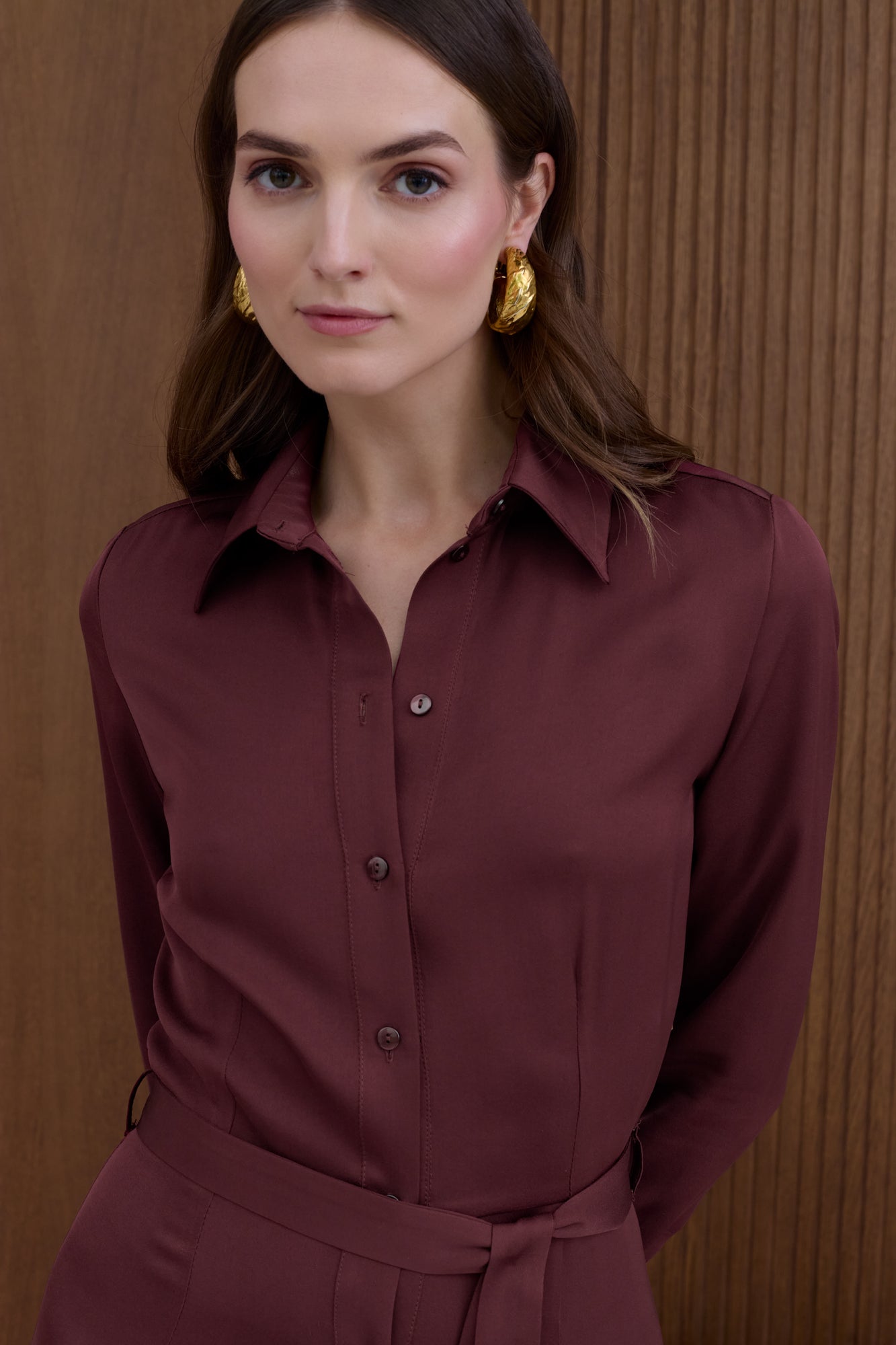 ANOUK Burgundy Shirt Dress