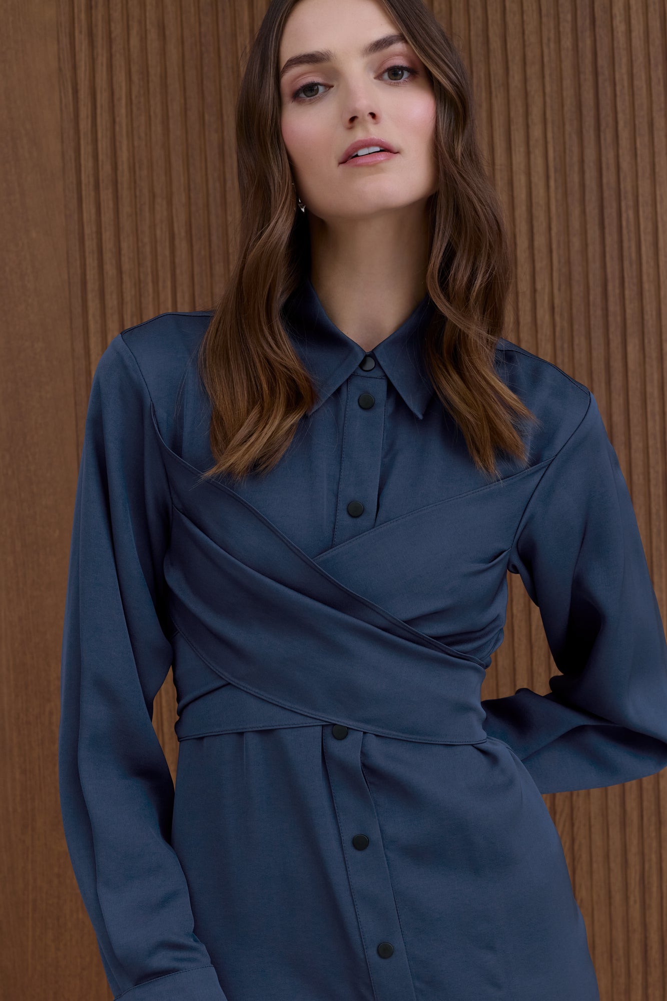 HAVEN Deep Blue Mini Shirt Dress