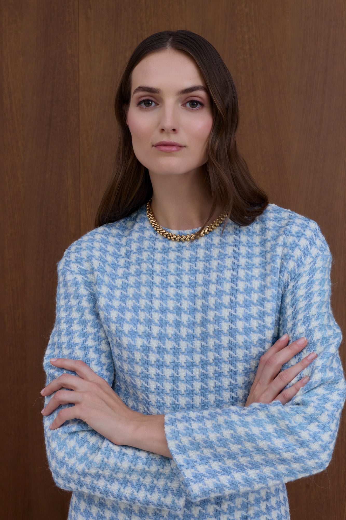 CARMELA Sky Blue Tweed Dress