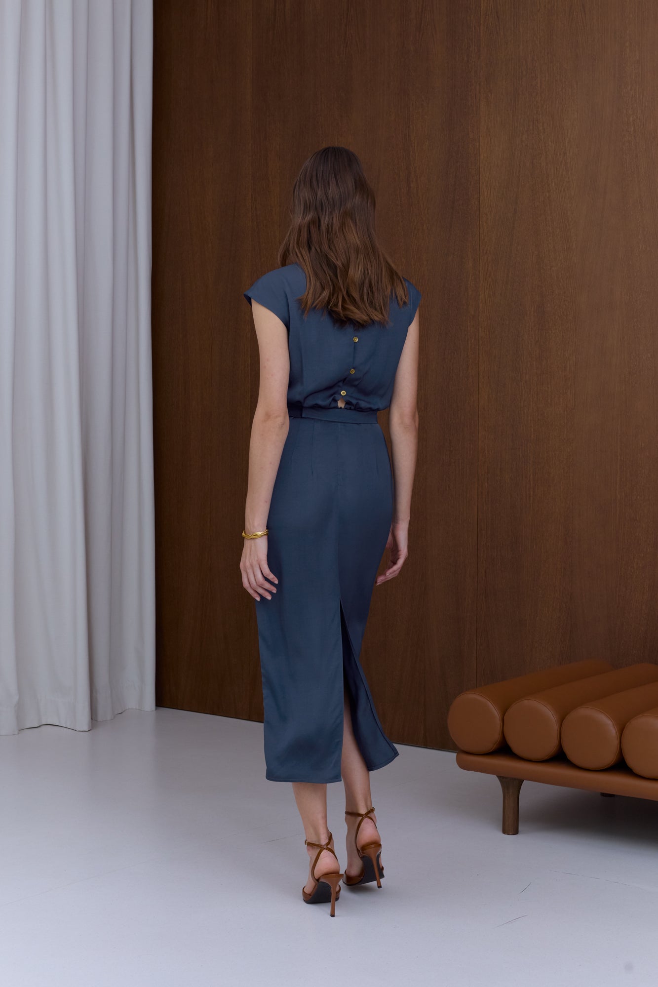 TESSA royal blue short kimono sleeves midi dress