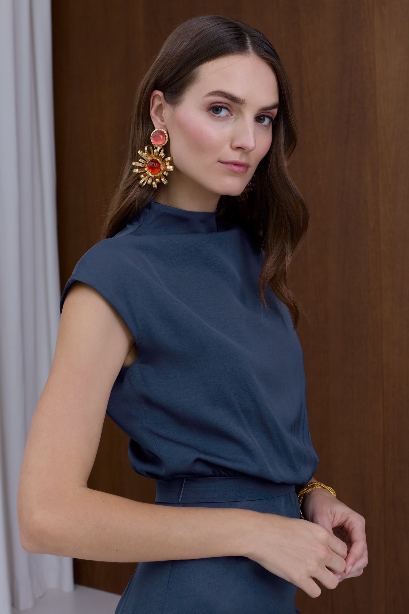 TESSA royal blue short kimono sleeves midi dress
