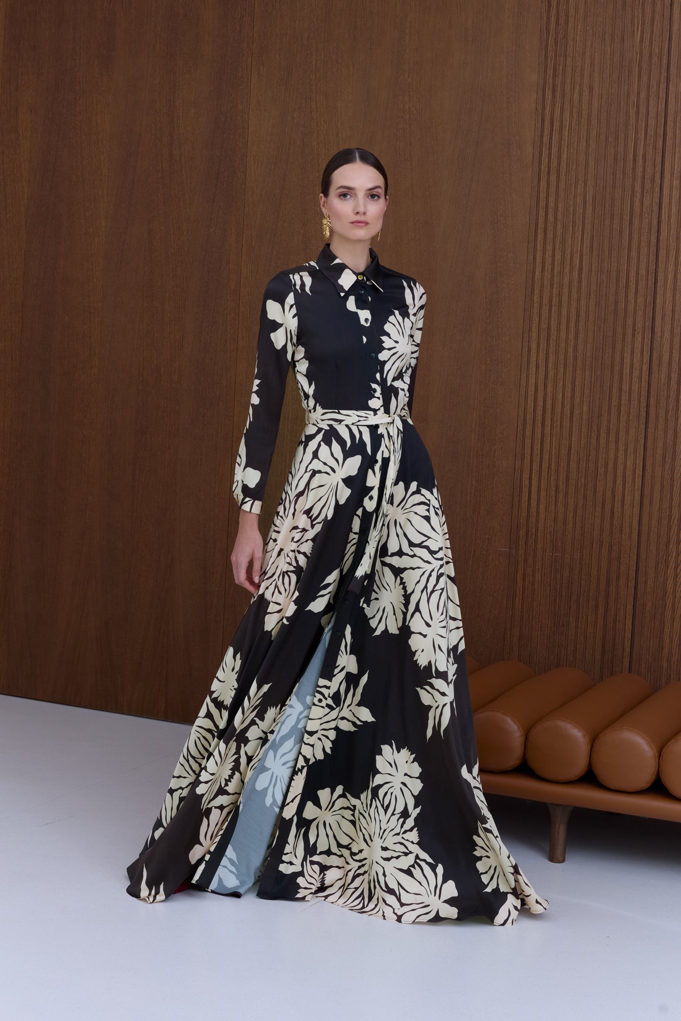 AZURA Flowing Floral Maxi Shirt Dress
