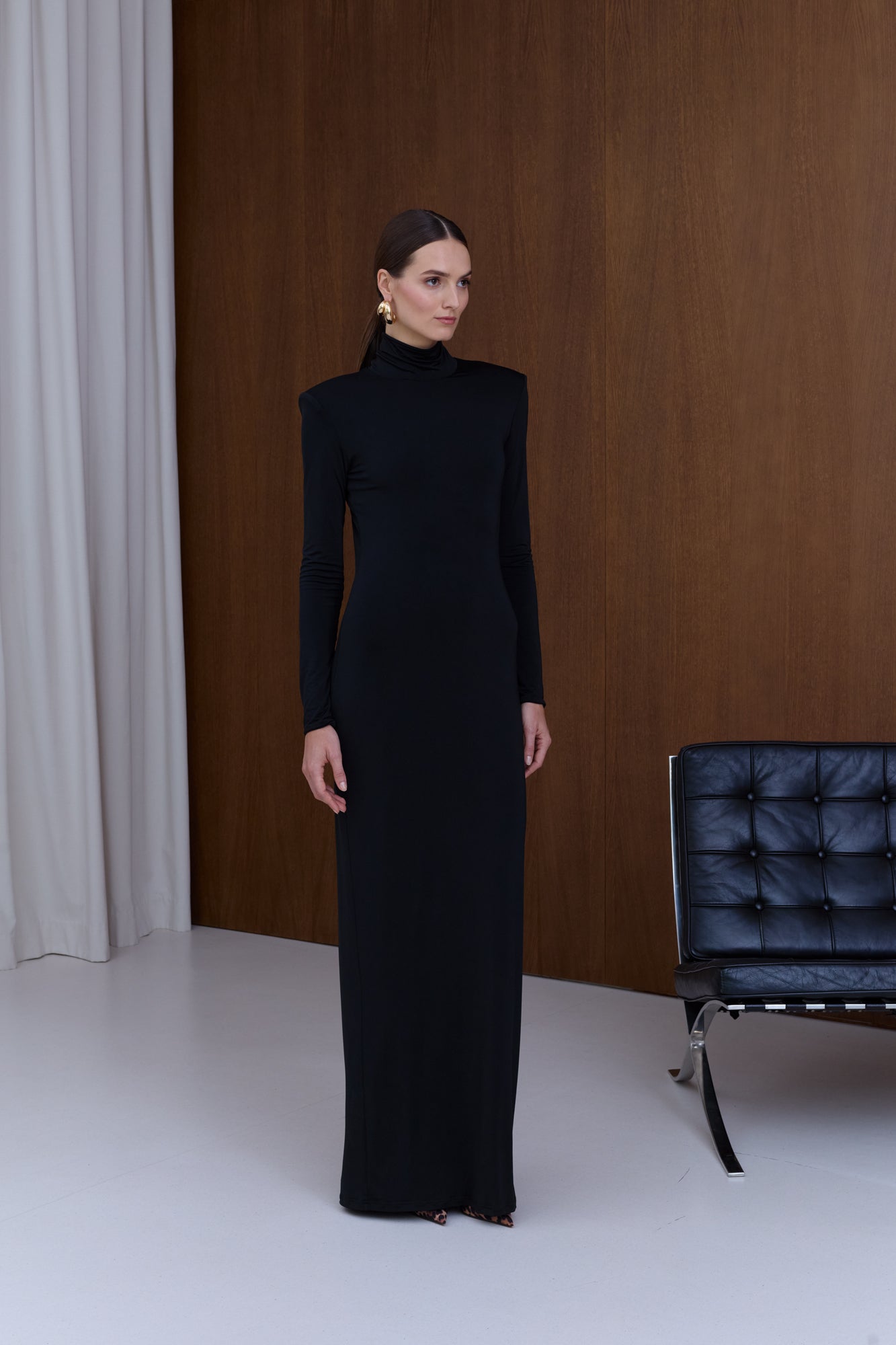CINTIA Black Open-Back Maxi Dress