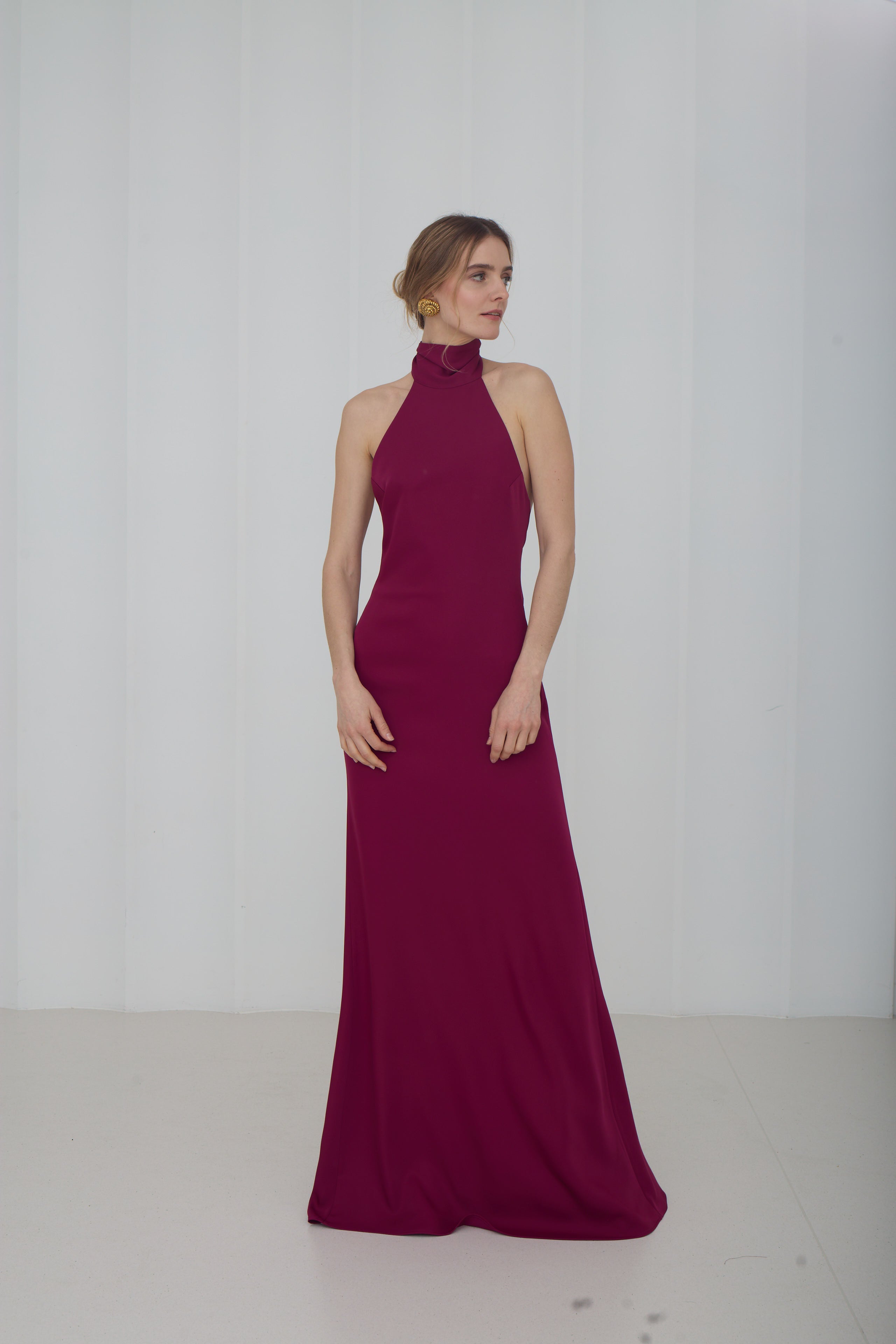 VALERIE Sodriai Rožinė ilga suknelė atvira nugara