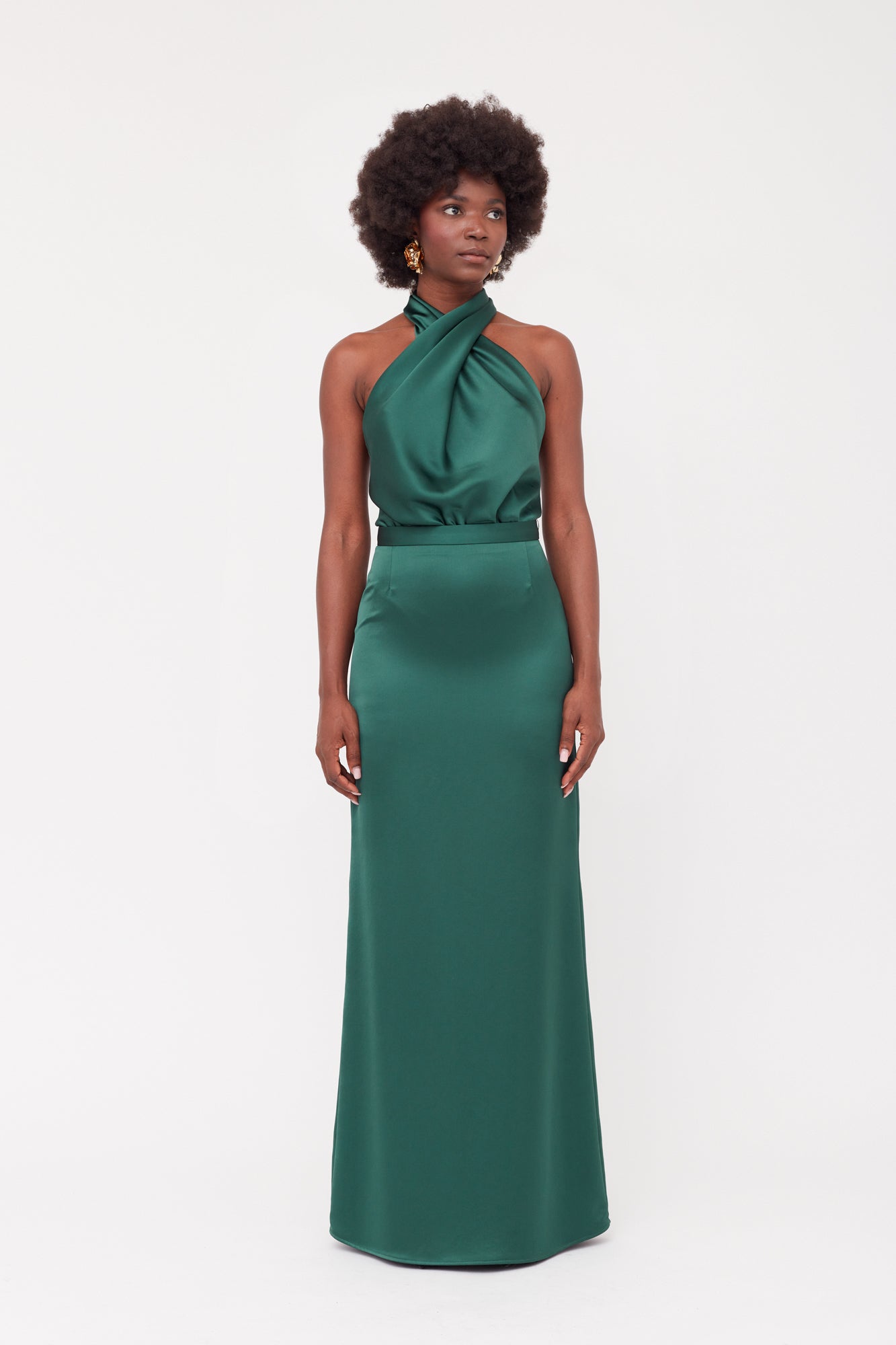 ALIUR Deep Green Maxi Evening Gown