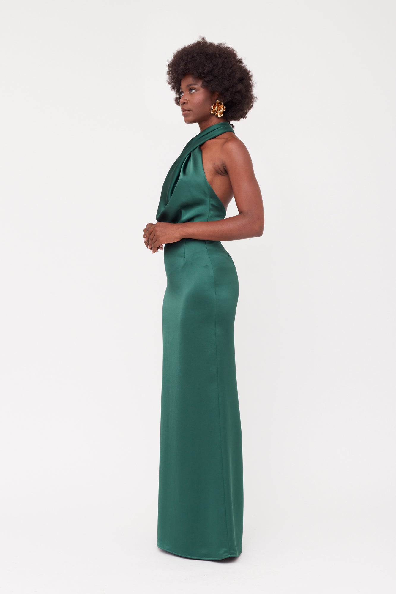 ALIUR Deep Green Maxi Evening Gown