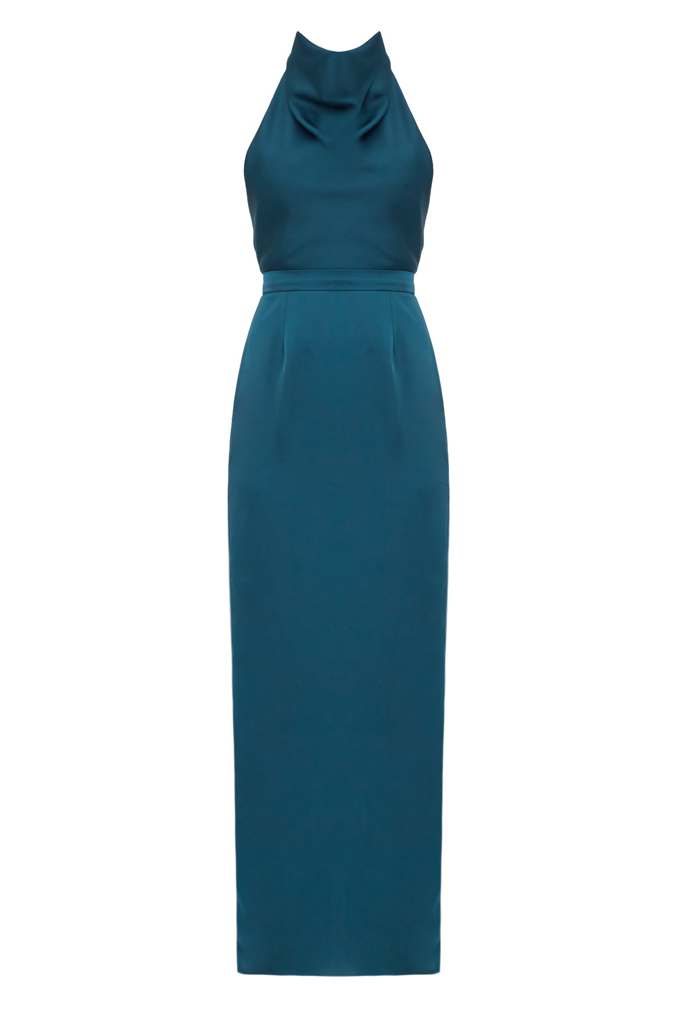 CASANDRA Blue Maxi Evening Dress With Cowl Neck