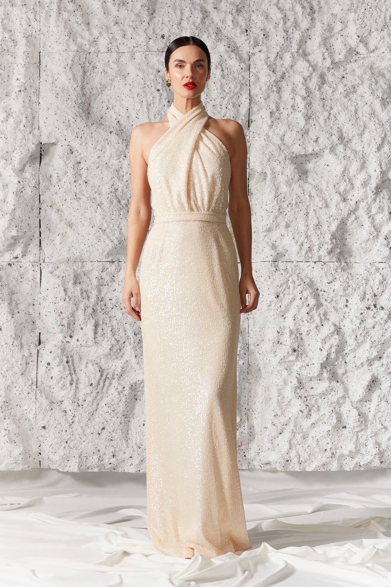 Premium Beige Bridal Fabric for Wedding Dresses & Evening Gowns