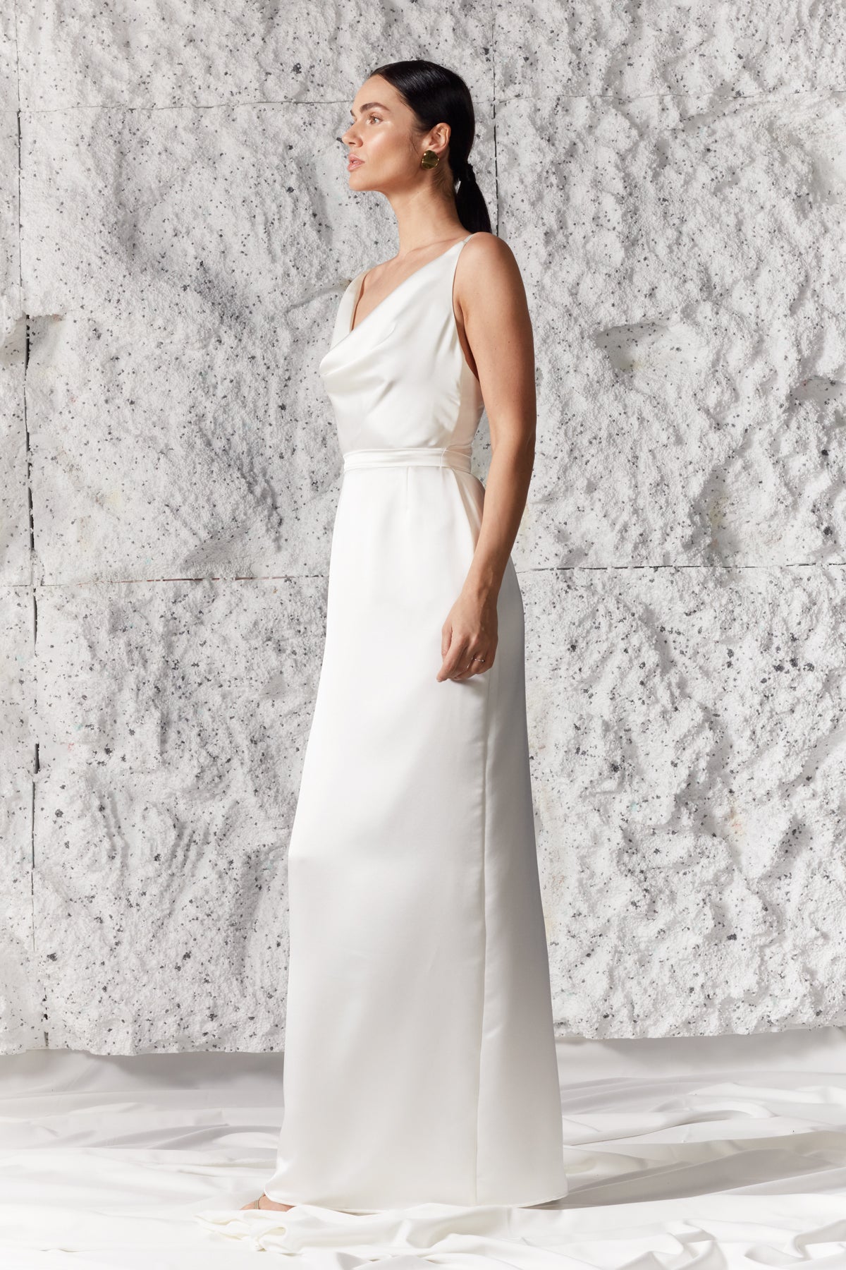 Draped Front  Wedding Bridal Dress