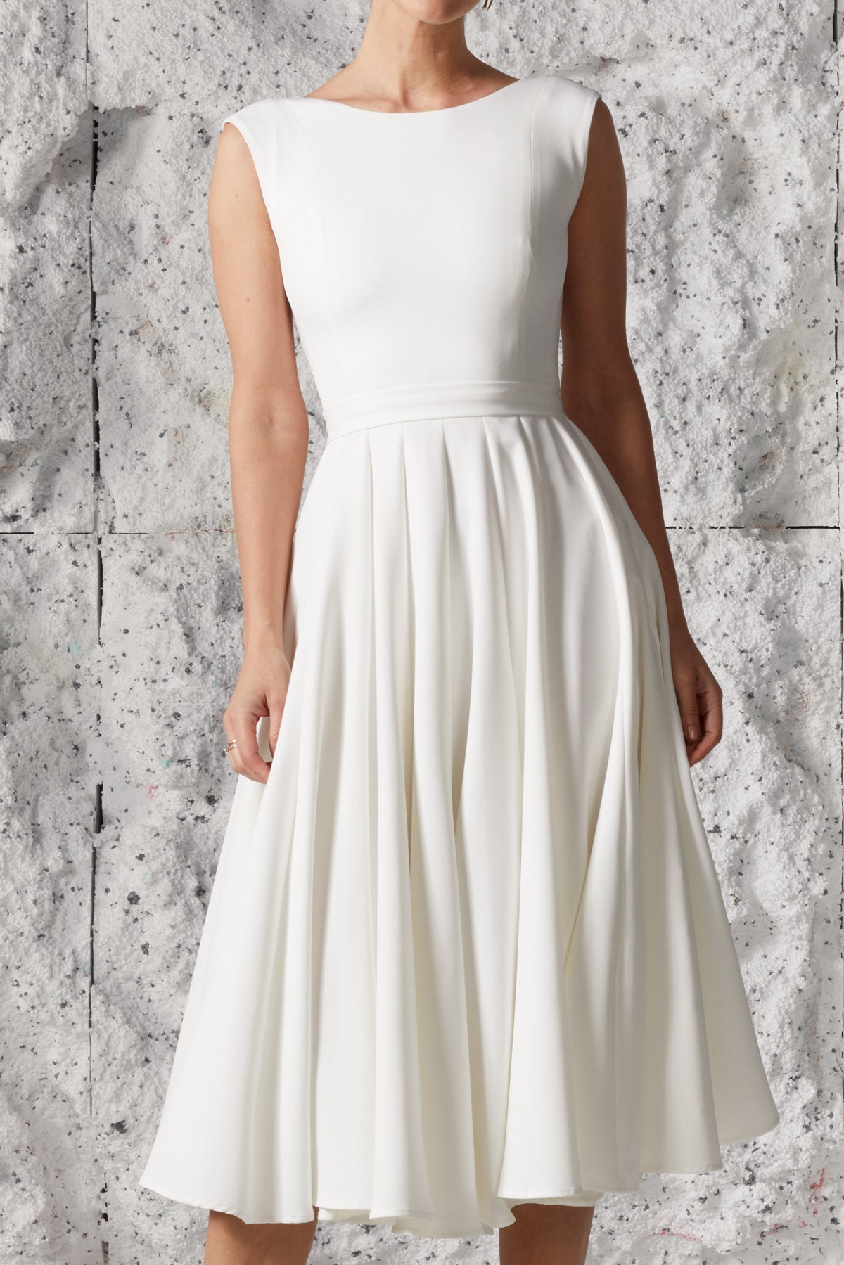 Midi length bridal dress