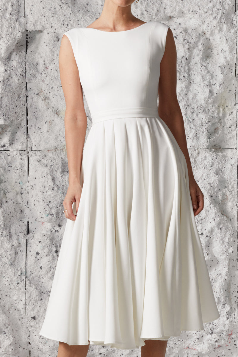 Midi length bridal dress