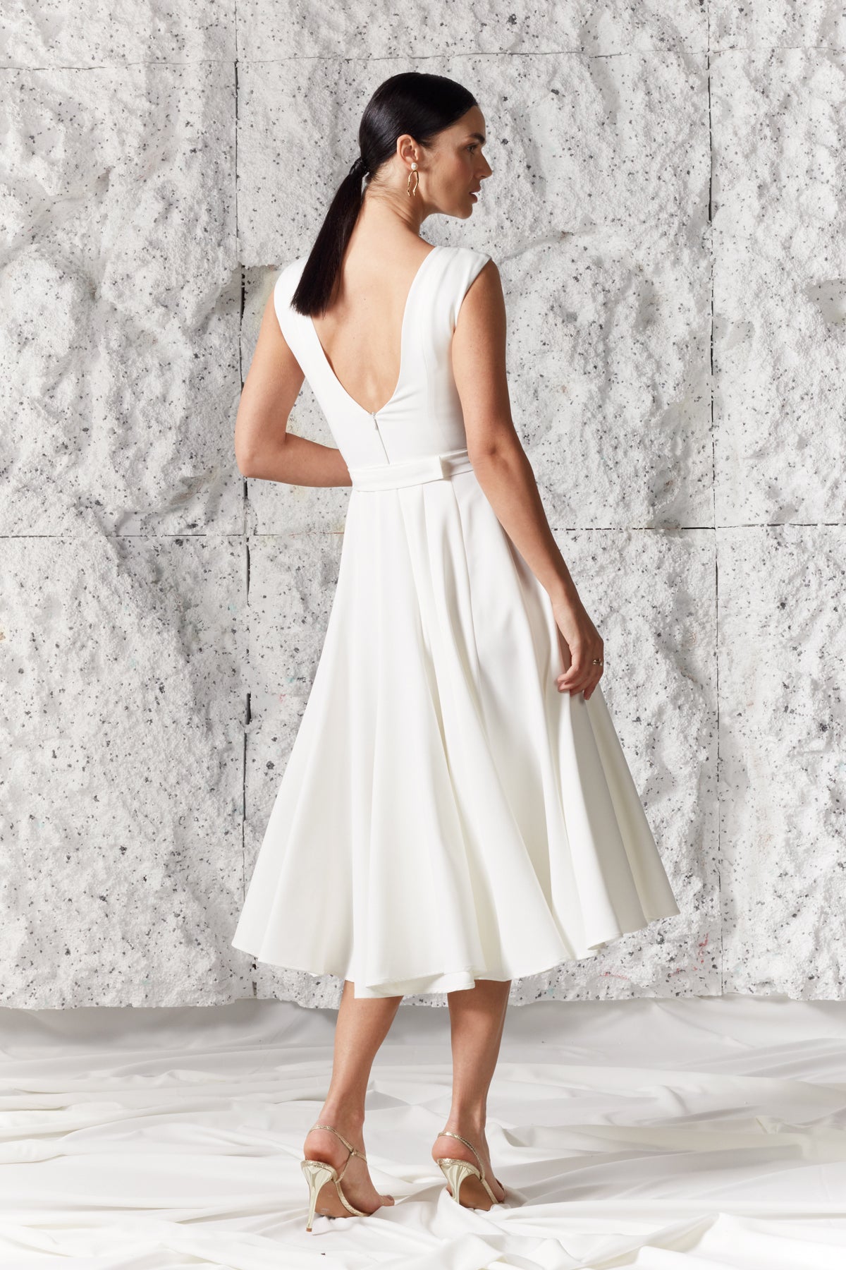 Pleated classy wedding dress