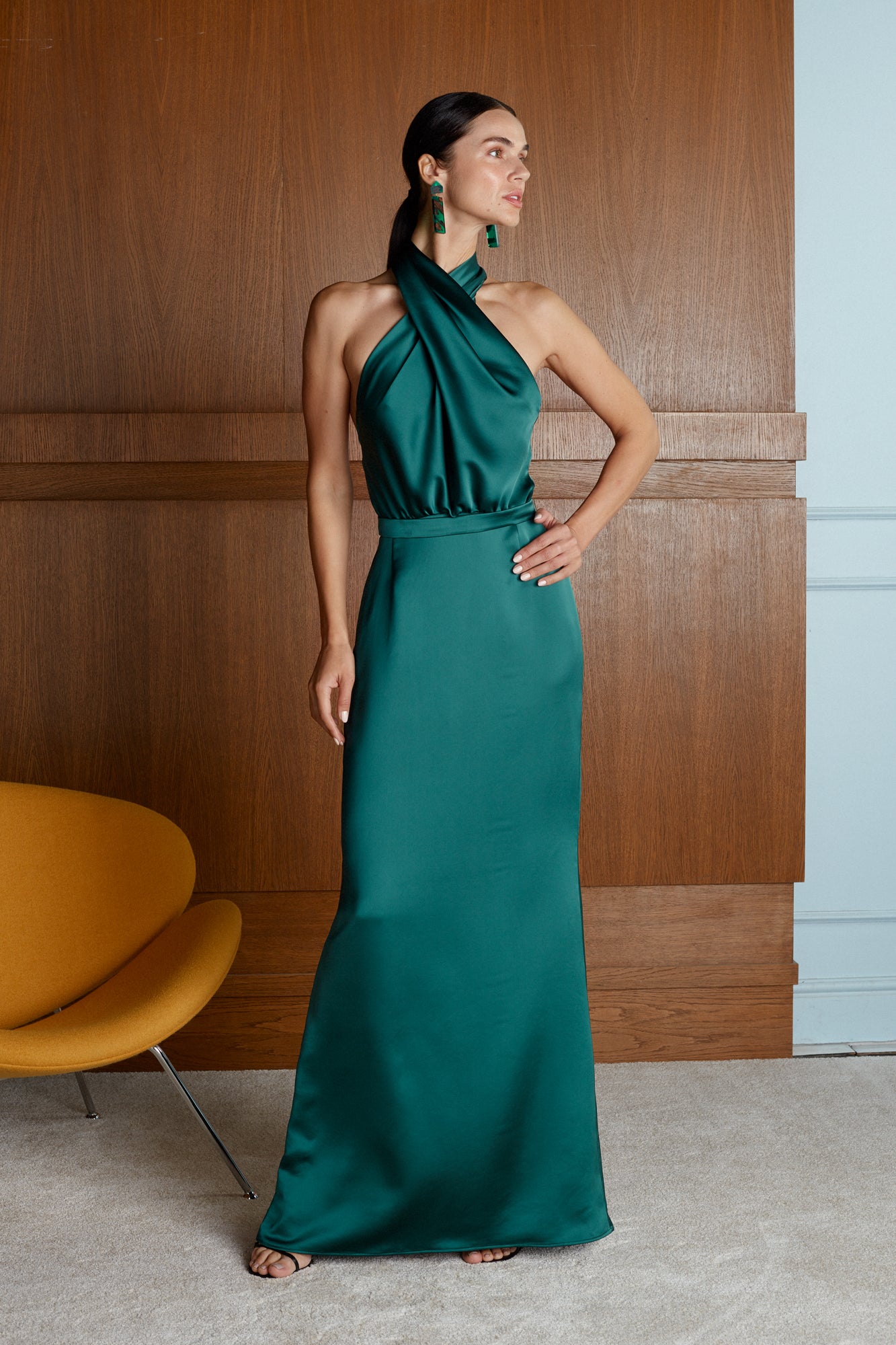 ALIUR Deep Green Maxi Evening Gown